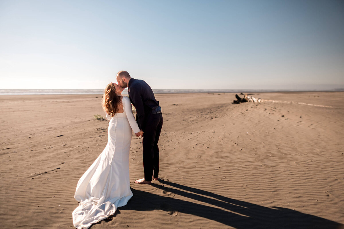 Bride and Groom at Seabrook, Washington State Wedding