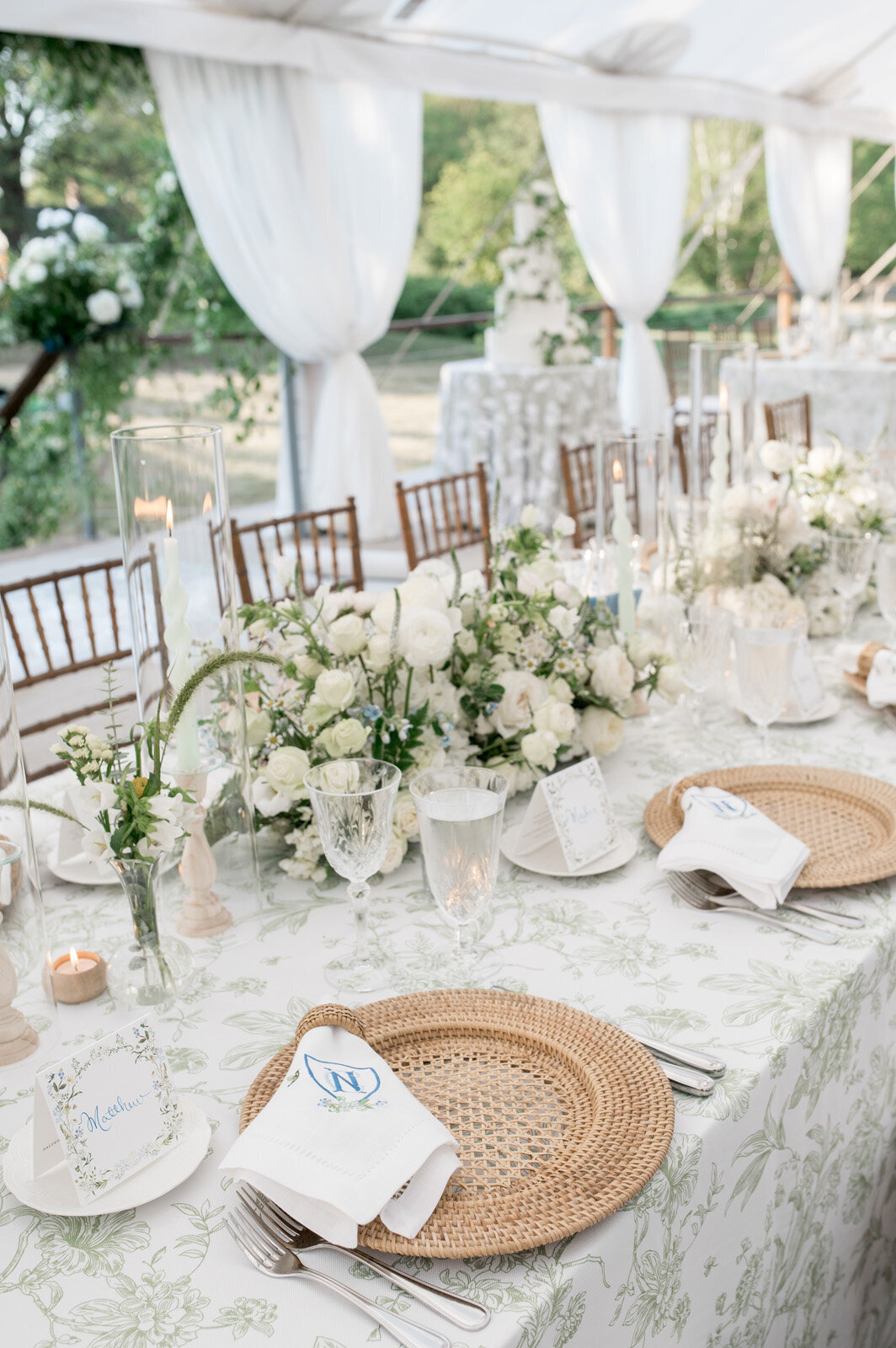 Immersive and Luxury Private Estate and Tented Wedding with Blue, Green and White Color Palette-35