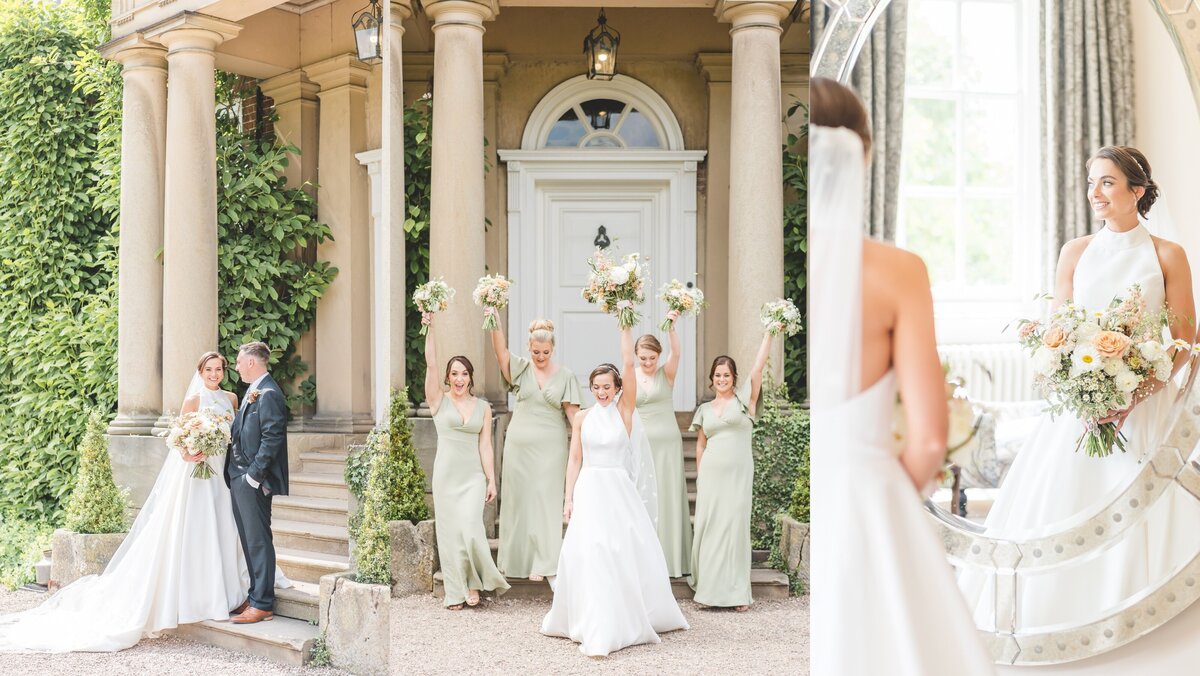 Bride and bridesmaids at iscoyd park wedding