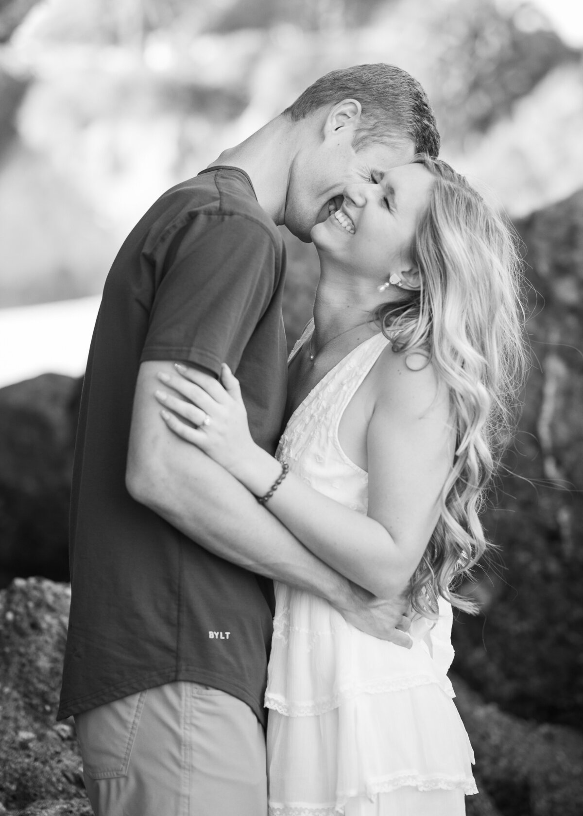 romantic black and white engagement photo
