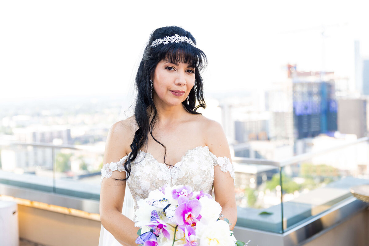 Bride on the roof for the The Aertson hotel, Nashville