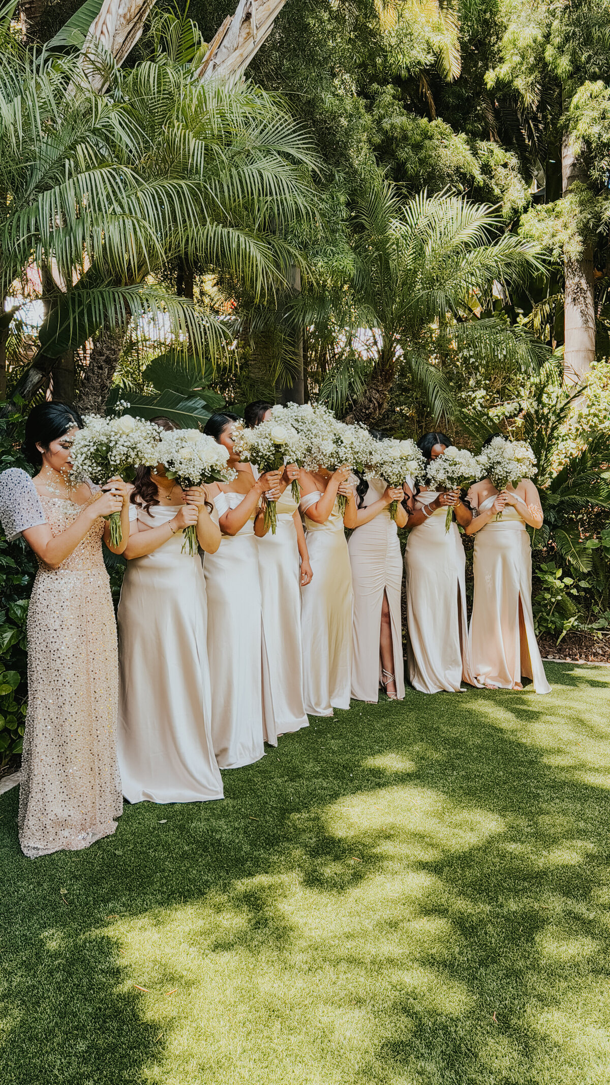 First look bridal party, Grand Tradition Estate and Garden Wedding, Bridesmaids first look