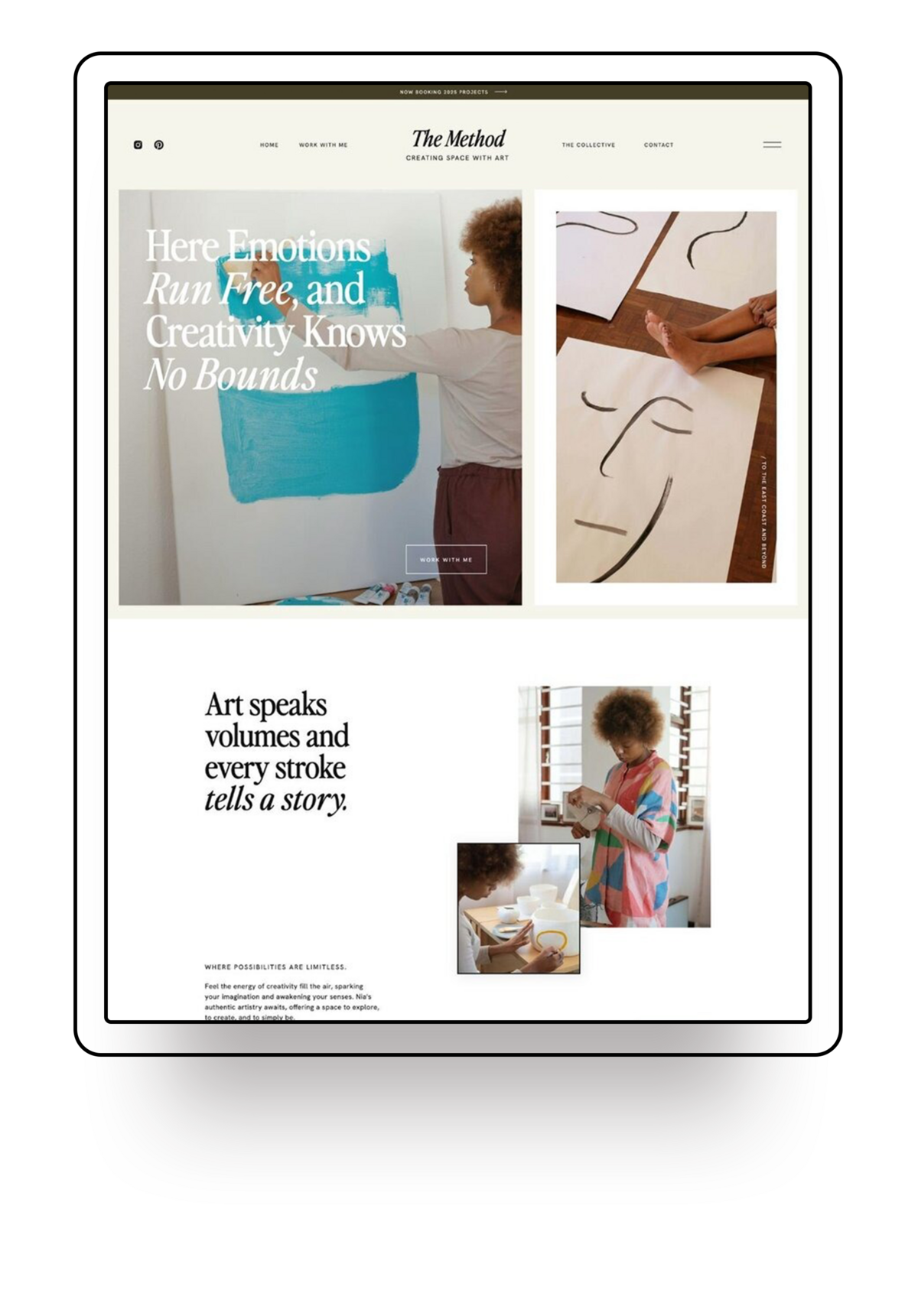Showit Website template offered for template customisation services Palme Design Co