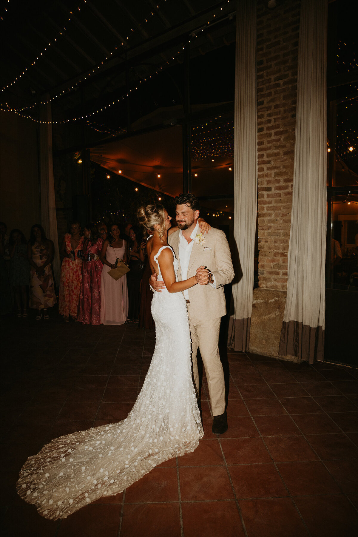 Bride and Groom have their first dance at Chateau Canet in Carcassonne. 