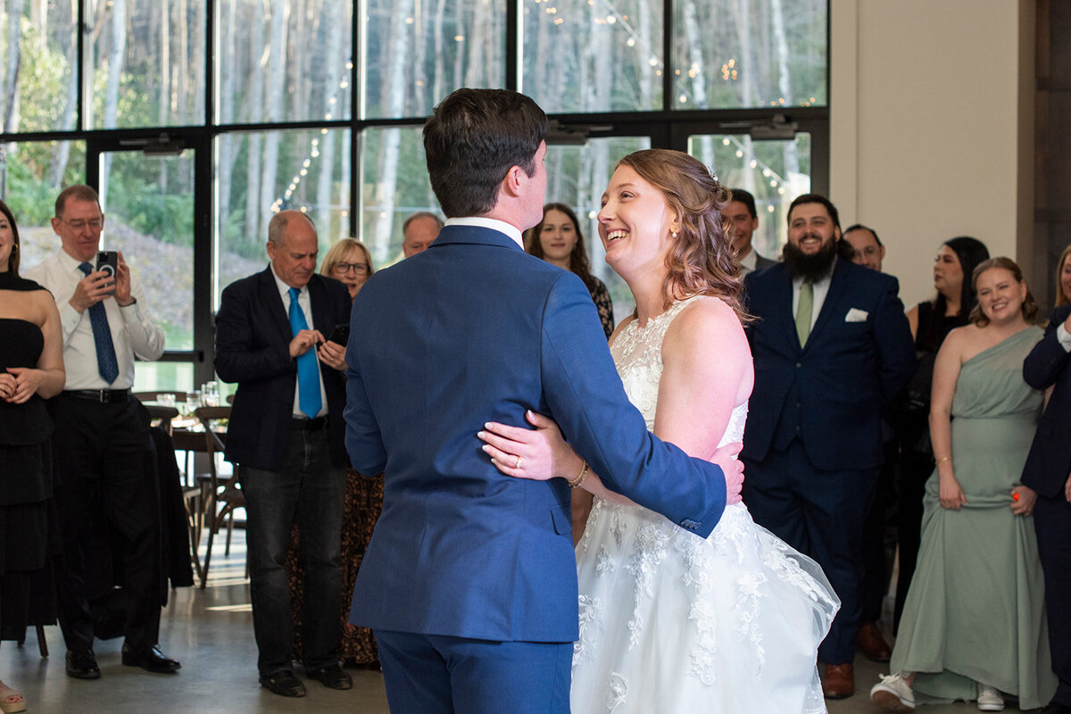 Couple's first dance at Hawkesdene wedding