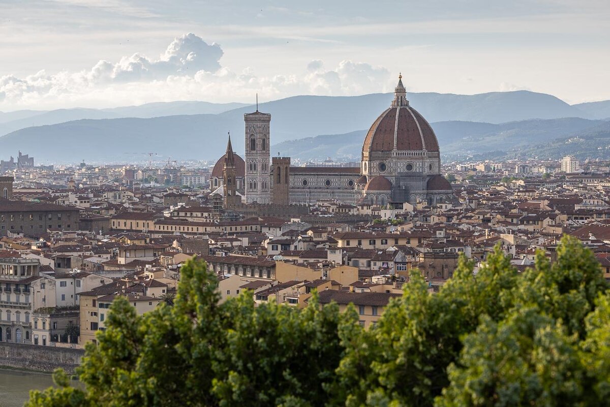 Sunset view of Florence Duomo from Piazelle Michelangelo