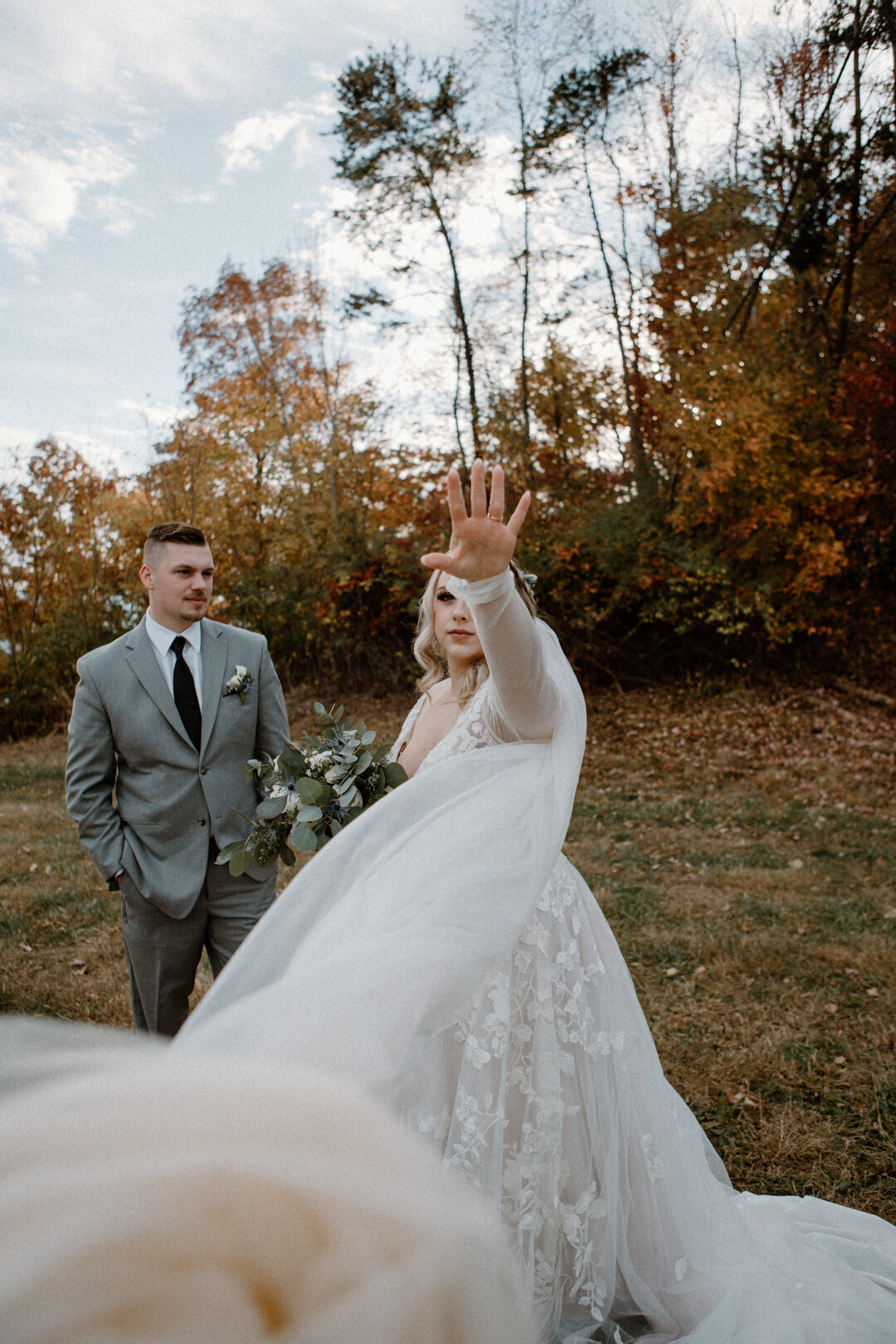 Bride and groom portraits at Foothills Parkway in Tennessee.