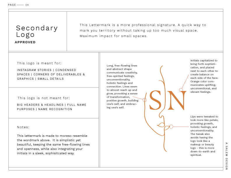 secondary logo design chart with description