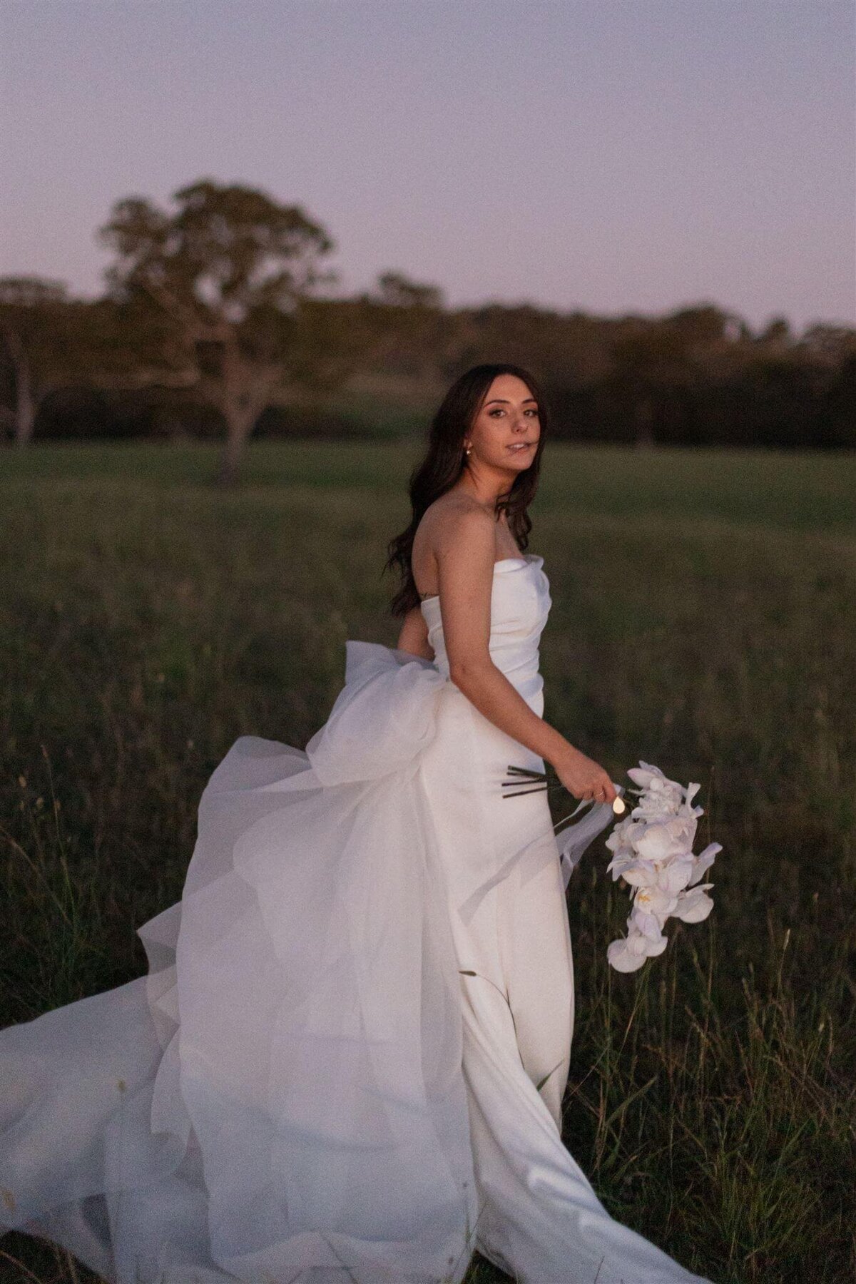 Bride at sunset