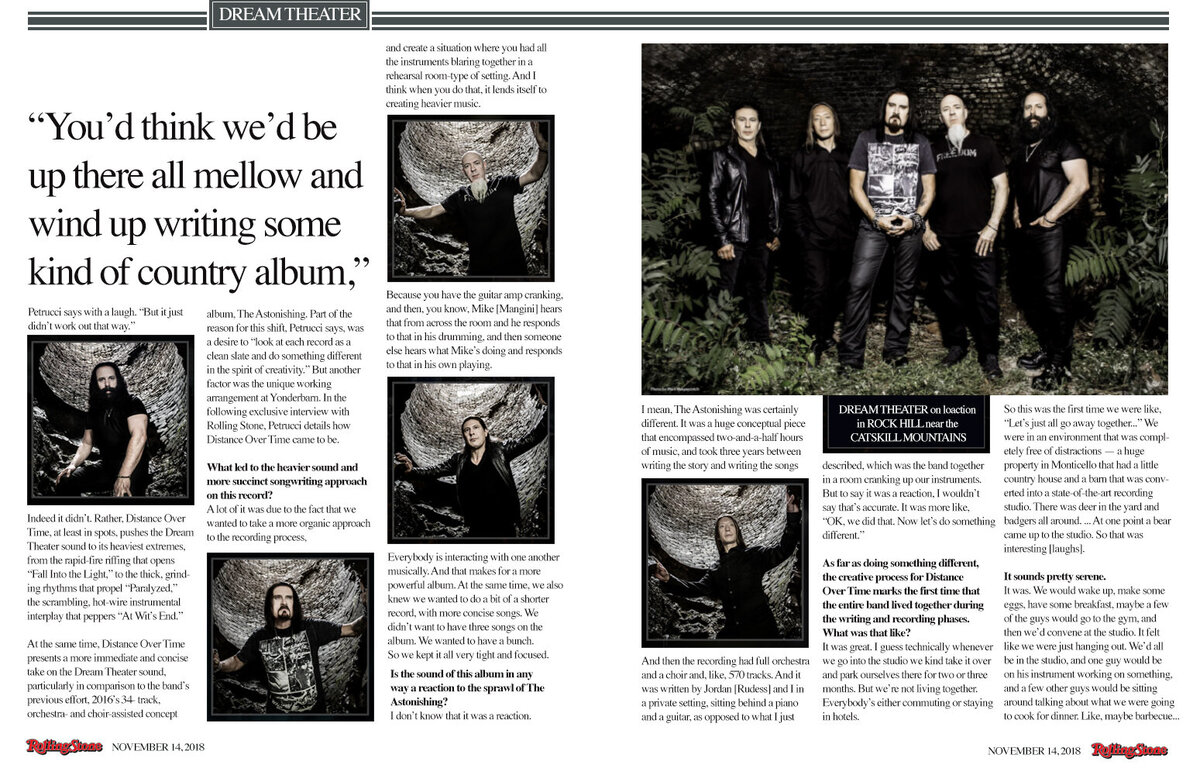 Magazine article Rolling Stone Magazine featuring  Dream  Theater portraits and group  photo