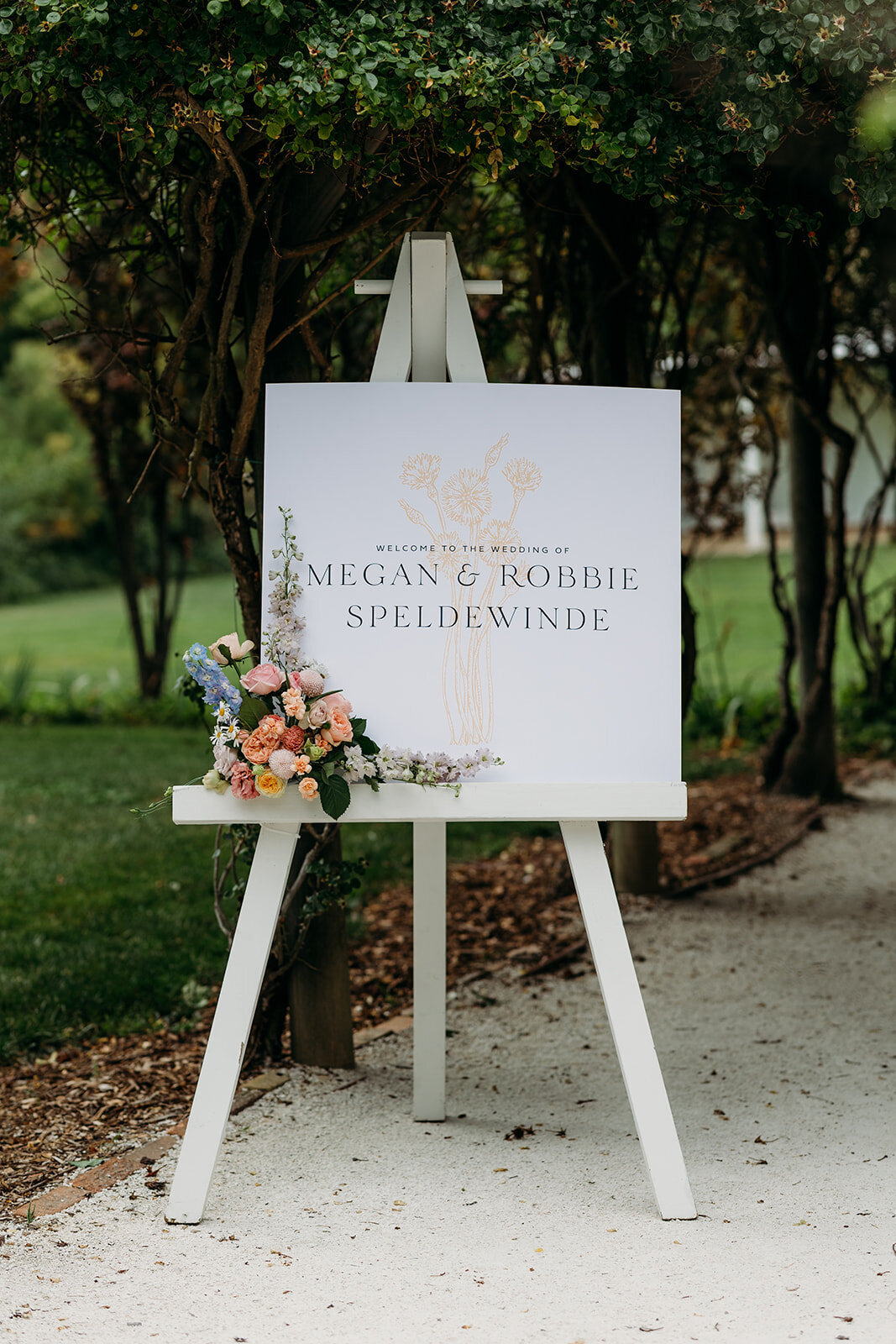 Welcome sign for Poachers Pantry wedding