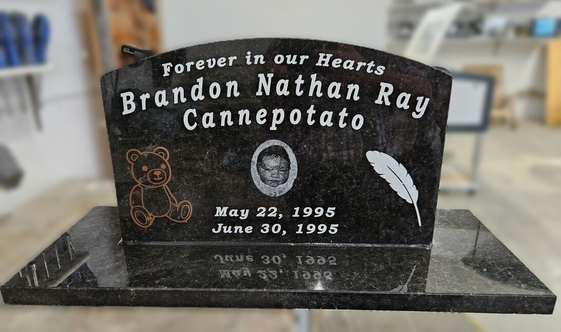 custom engravings for baby headstone SASK