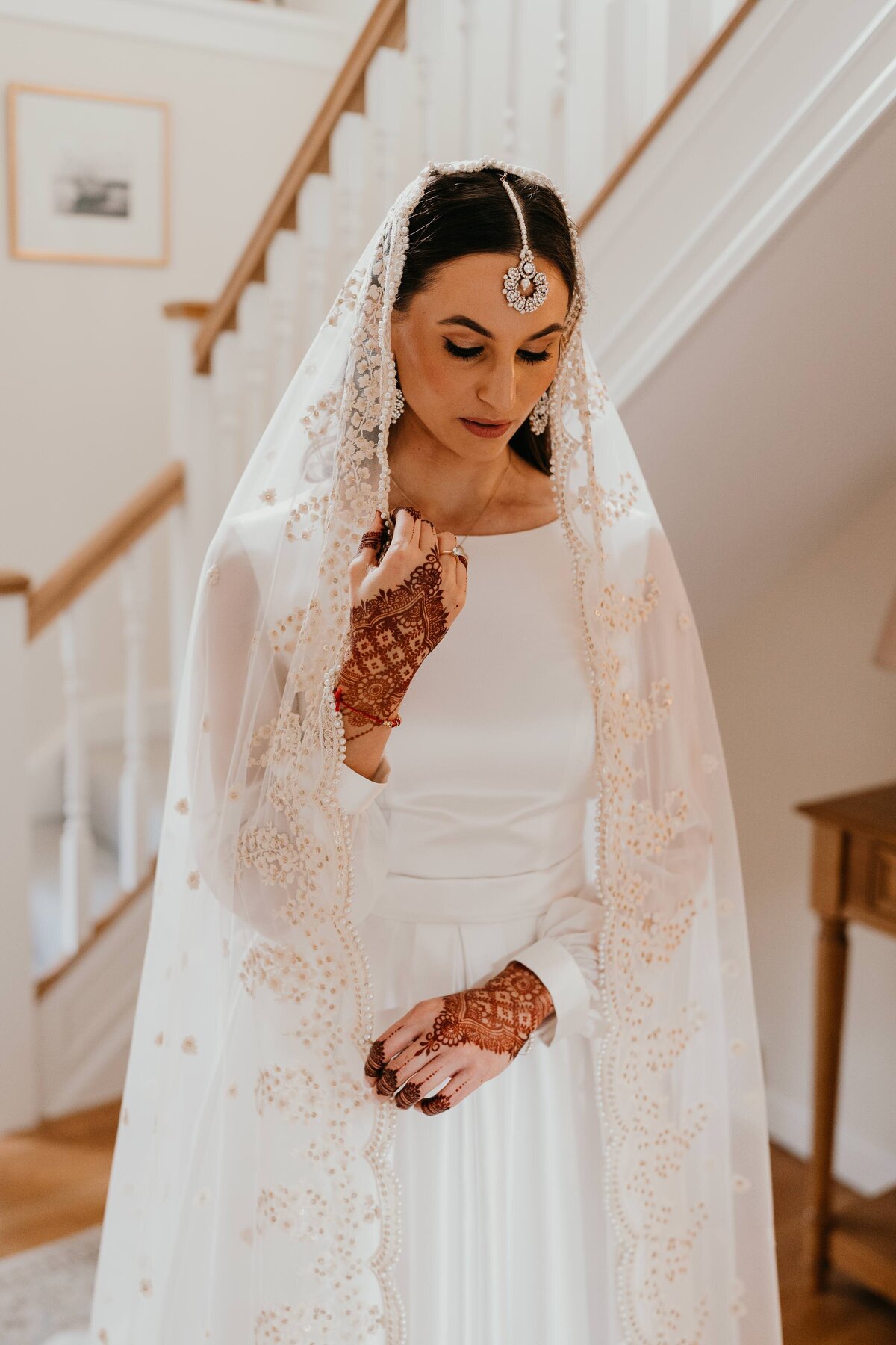 Indian wedding bridal portrait with henna-1