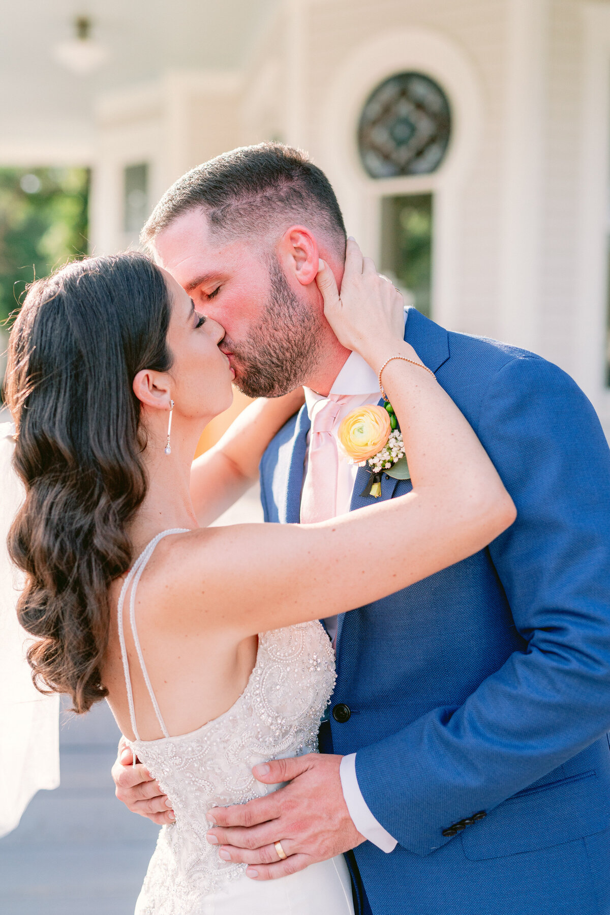 Wedding couple  portraits in the grounds of the Grand Lady Austin