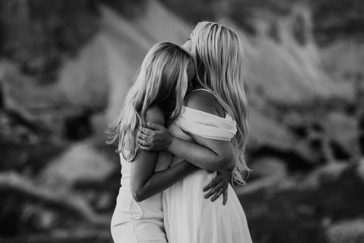 Lesbians eloping in the Italian Dolomites at Tre Cime