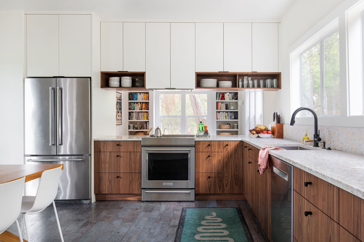 midcentury modern kitchen walnut cabinets 7