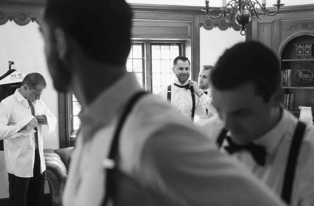 creative groom portrait at the pleasantdale chateau