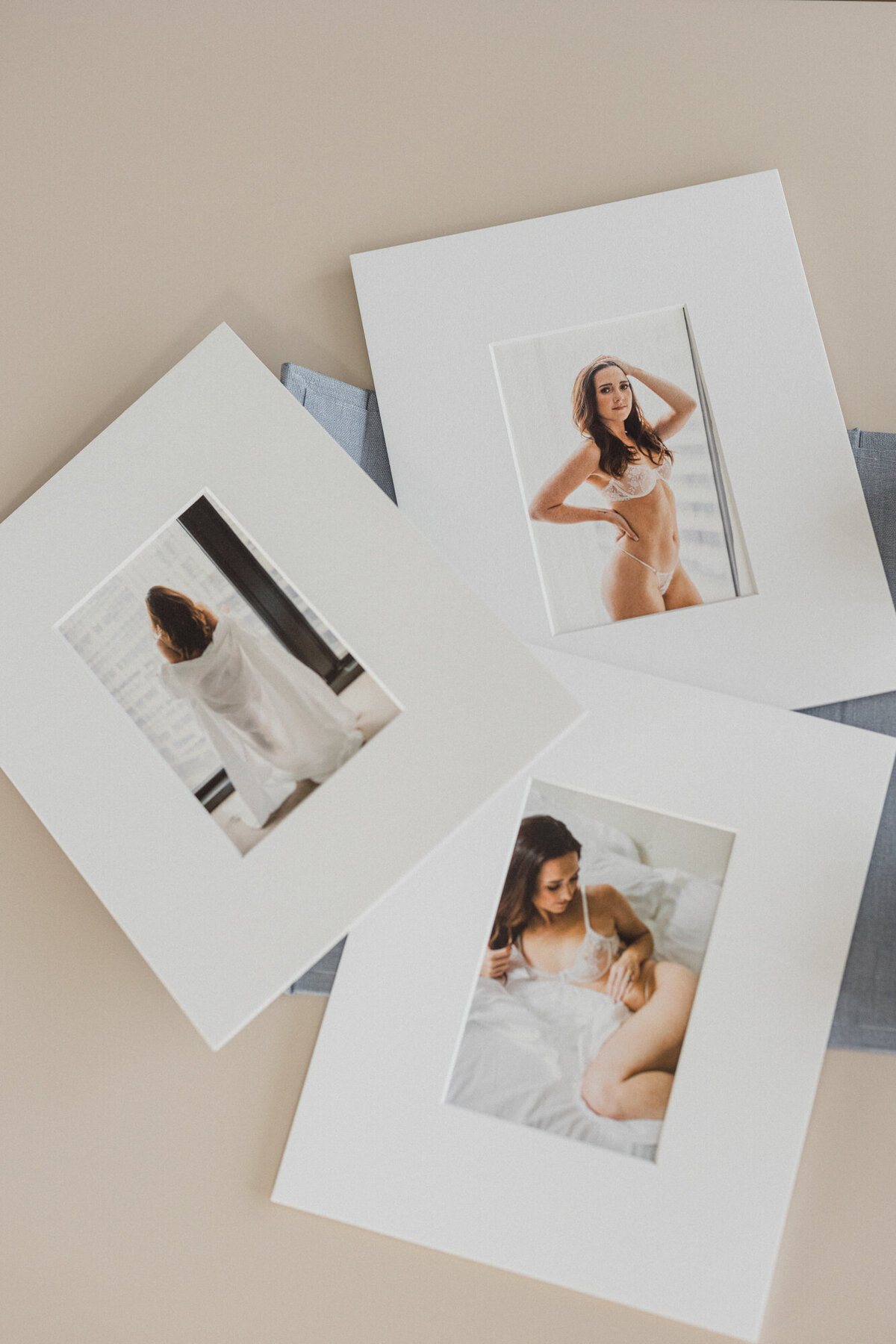 Printed boudoir photos with museum quality mats.