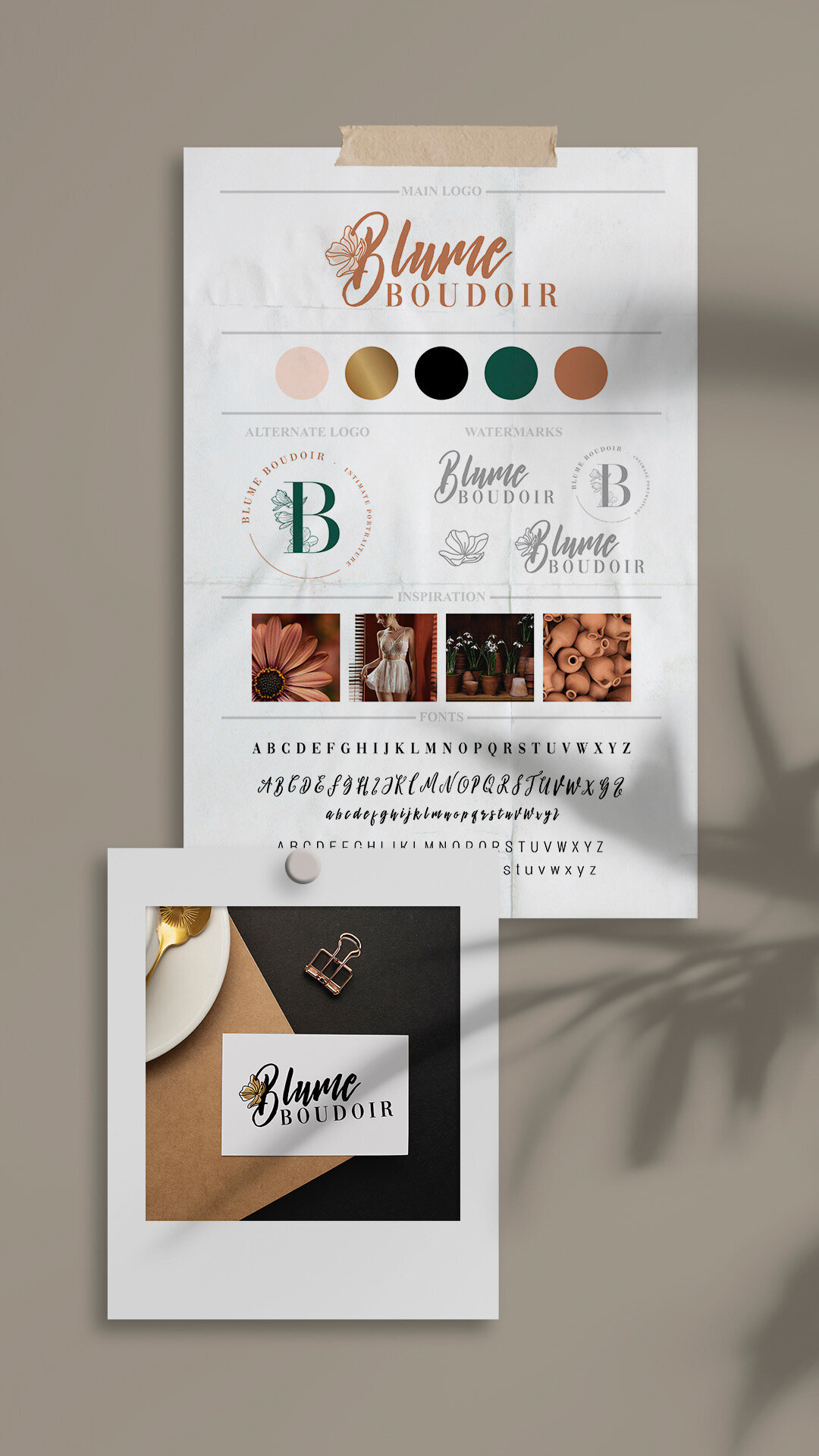 Soft and sweet brand design mockup for a boudoir photographer