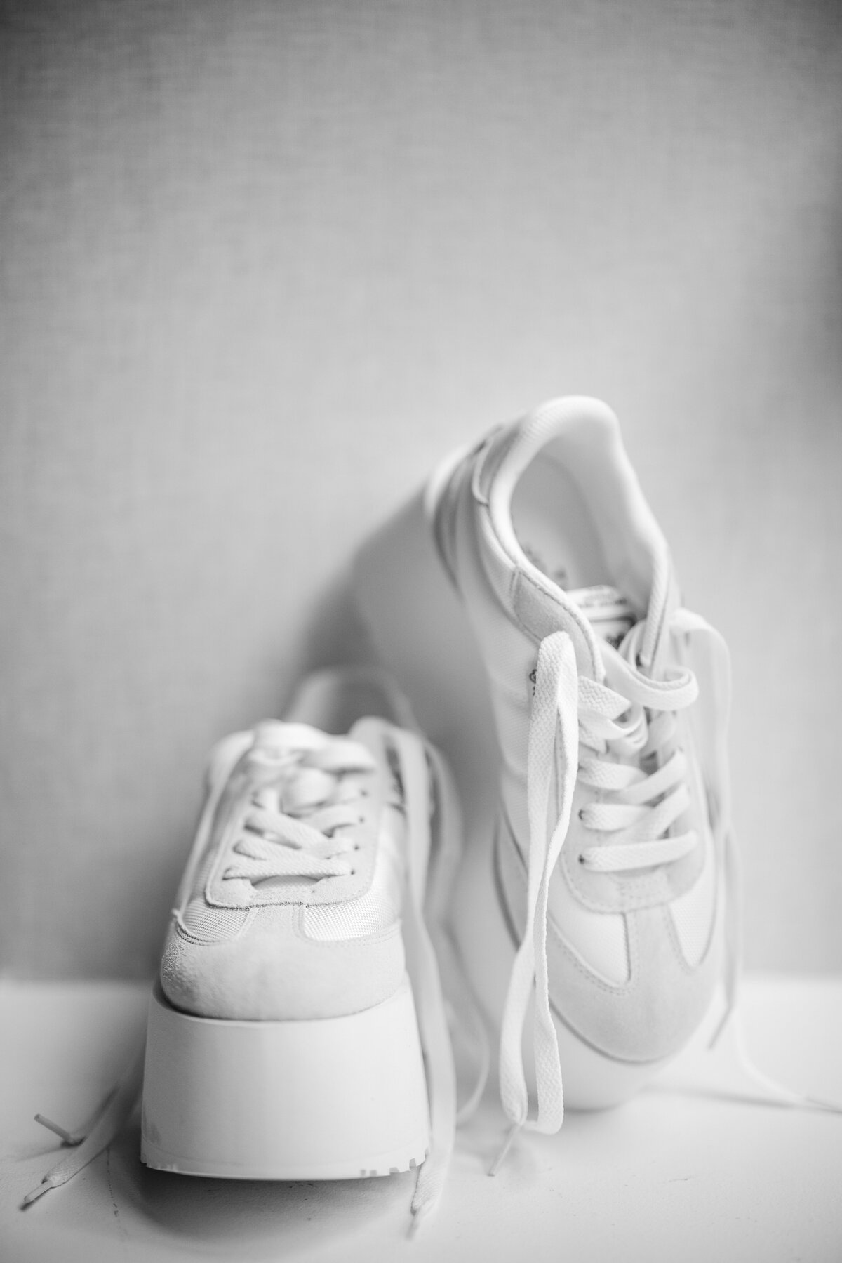 White platform sneakers at a  Fairmount Park Horticulture Center wedding