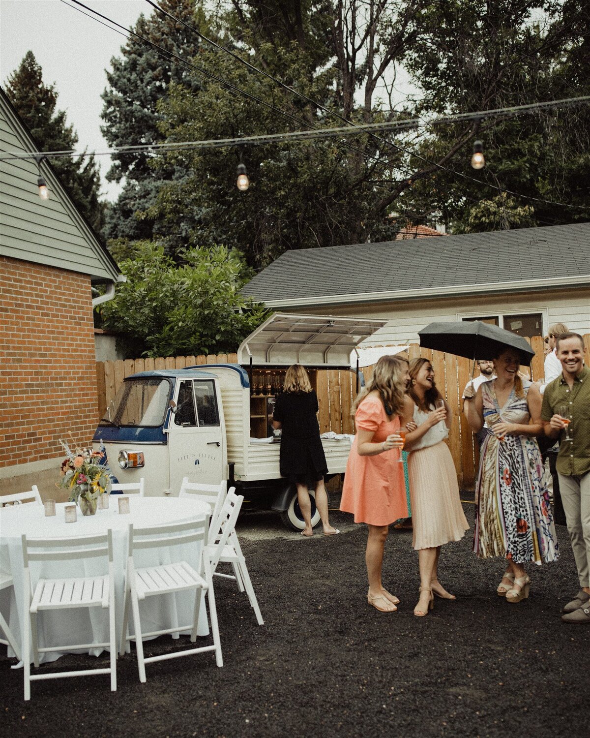 Rehearsal dinner at the Terry Guesthouse, a micro wedding venue at historic home in Longmont, Colorado