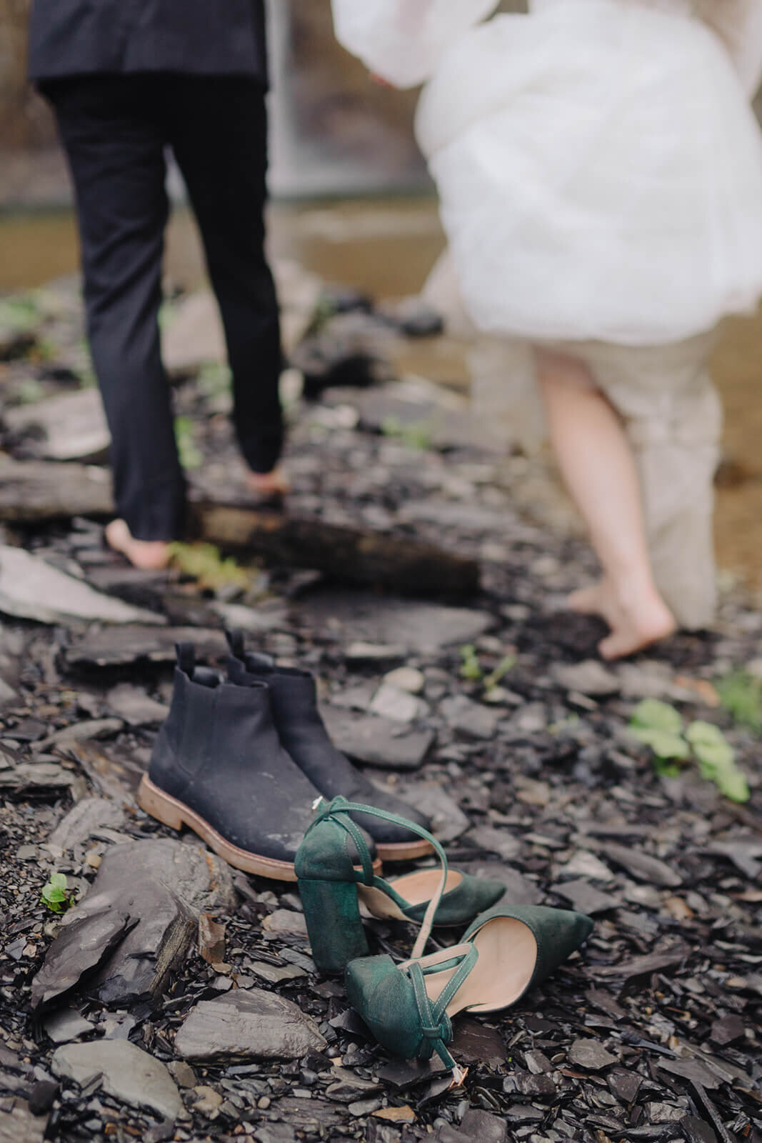 Shoes belonging to the bride and groom
