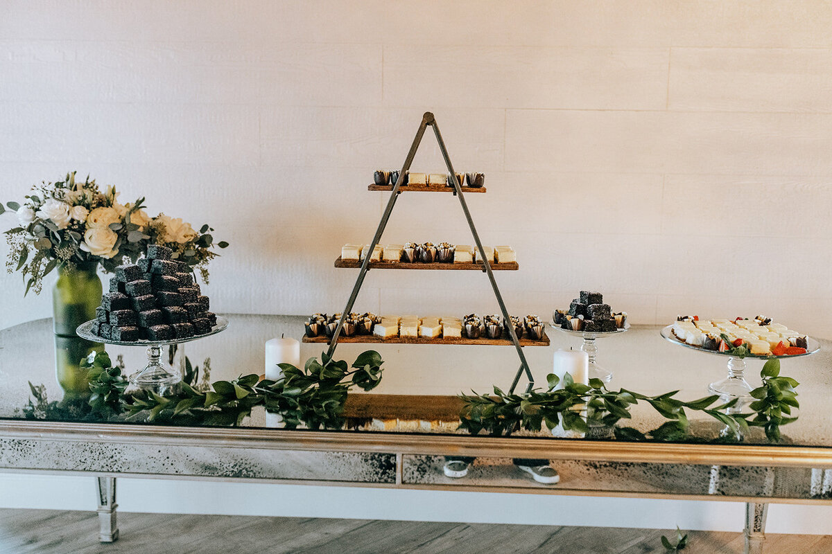 canapes on display with flowers