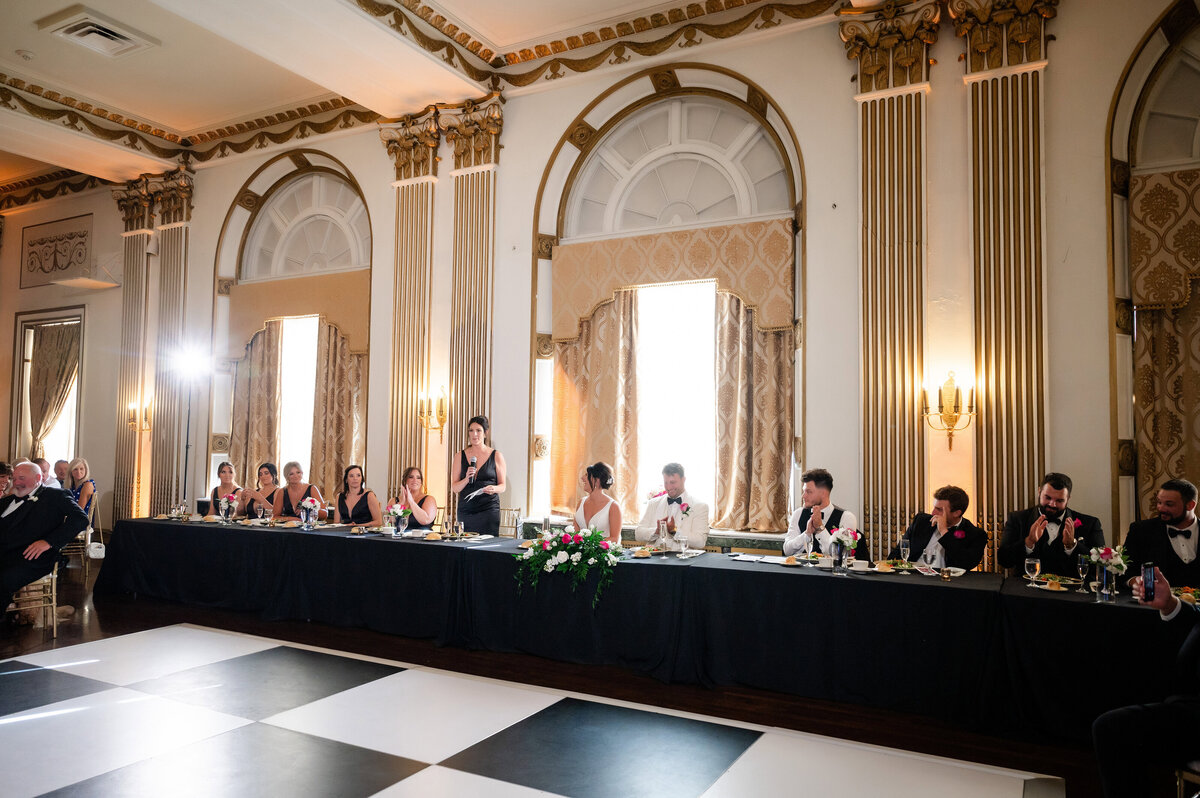 kings table setup inside grand ballroom wedding reception george washington hotel