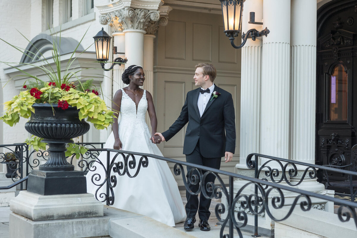 Wedding couple at wisconsin city club