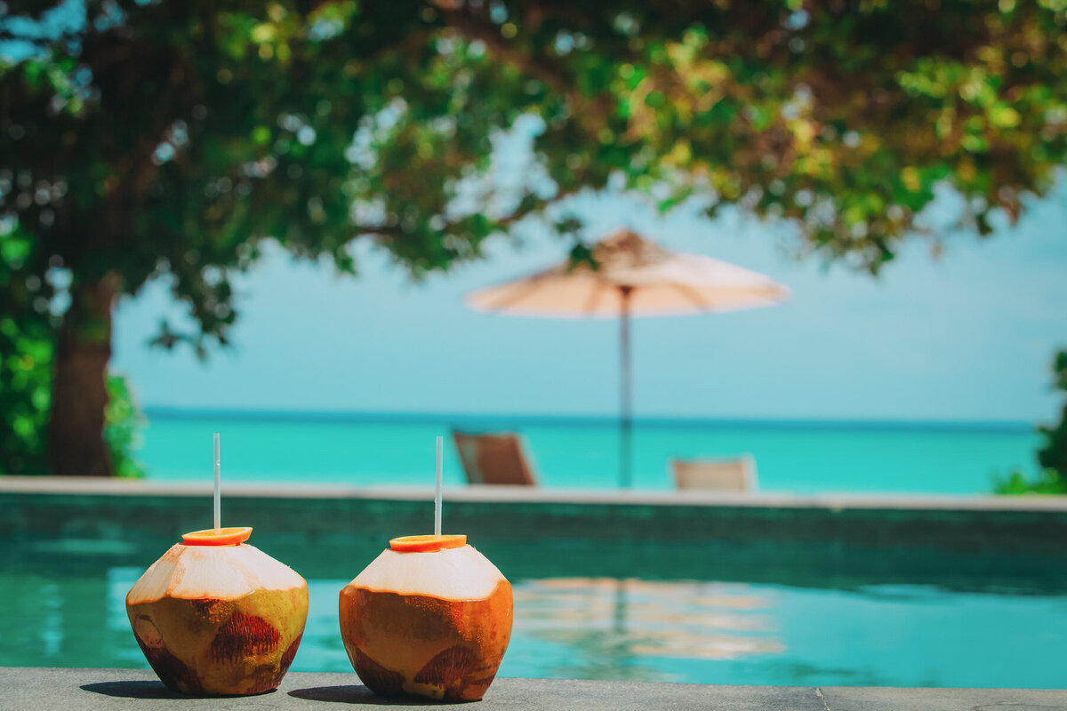 drinks by the pool
