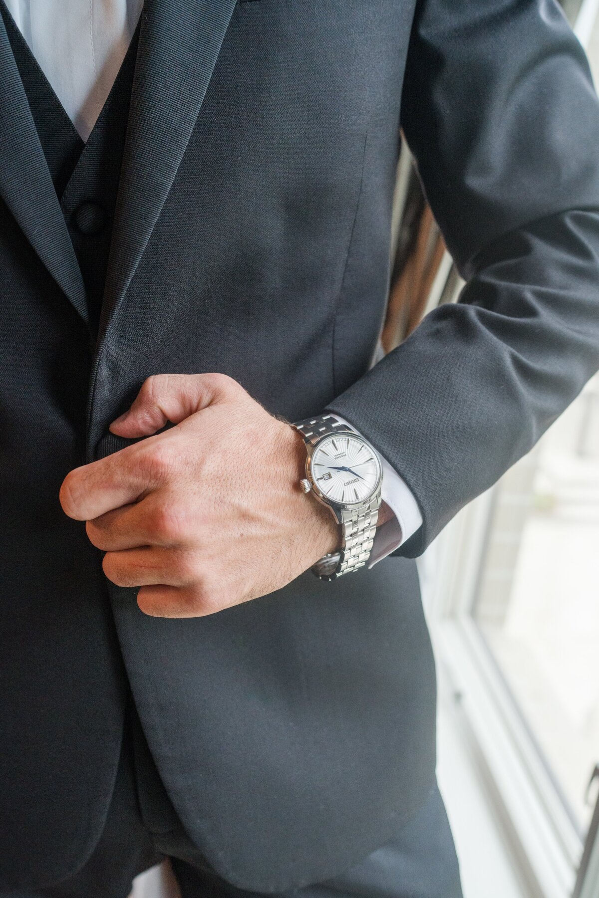 close up of groom gif watch on wedding day