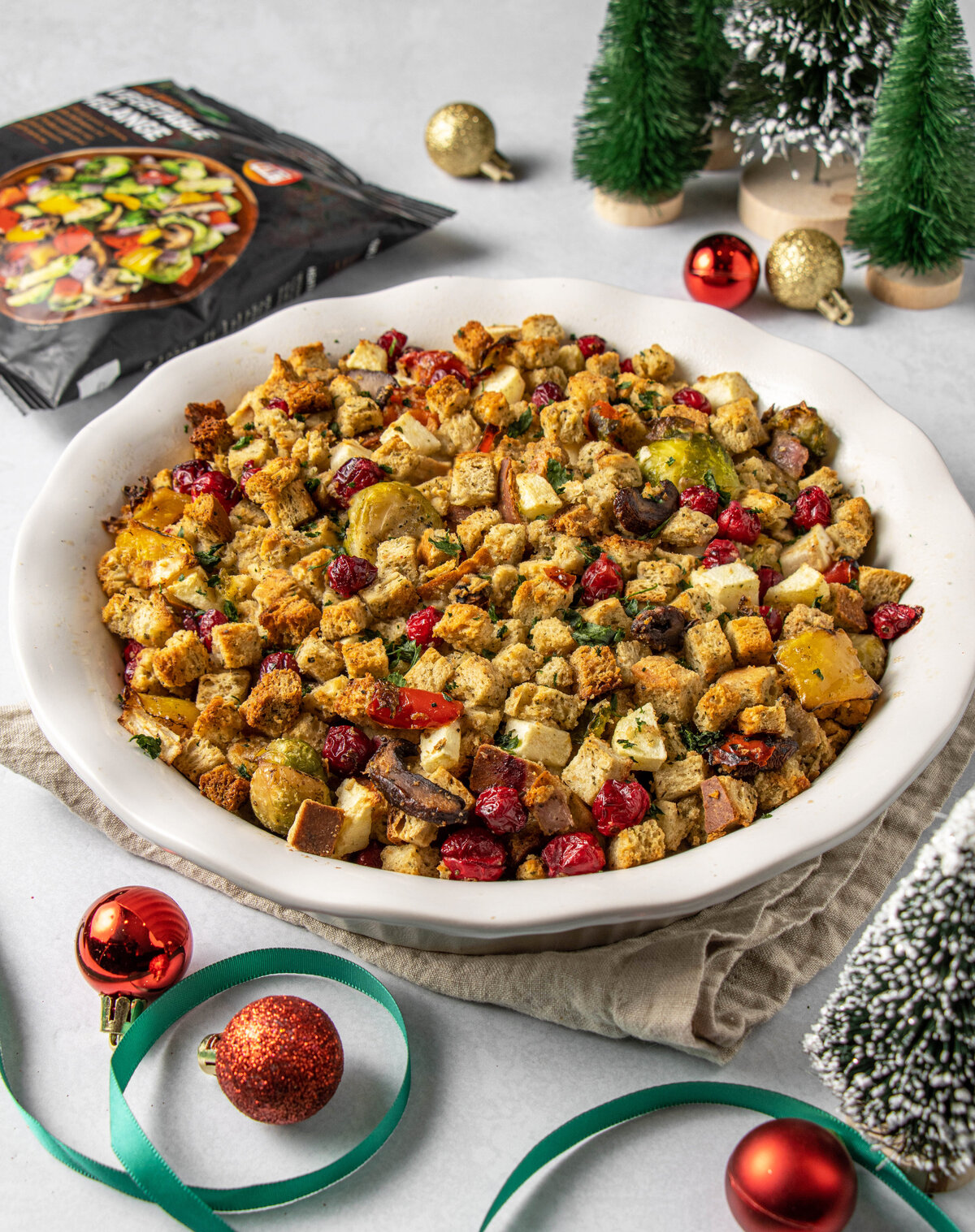 Christmas themed Puravida vegetable melange stuffing