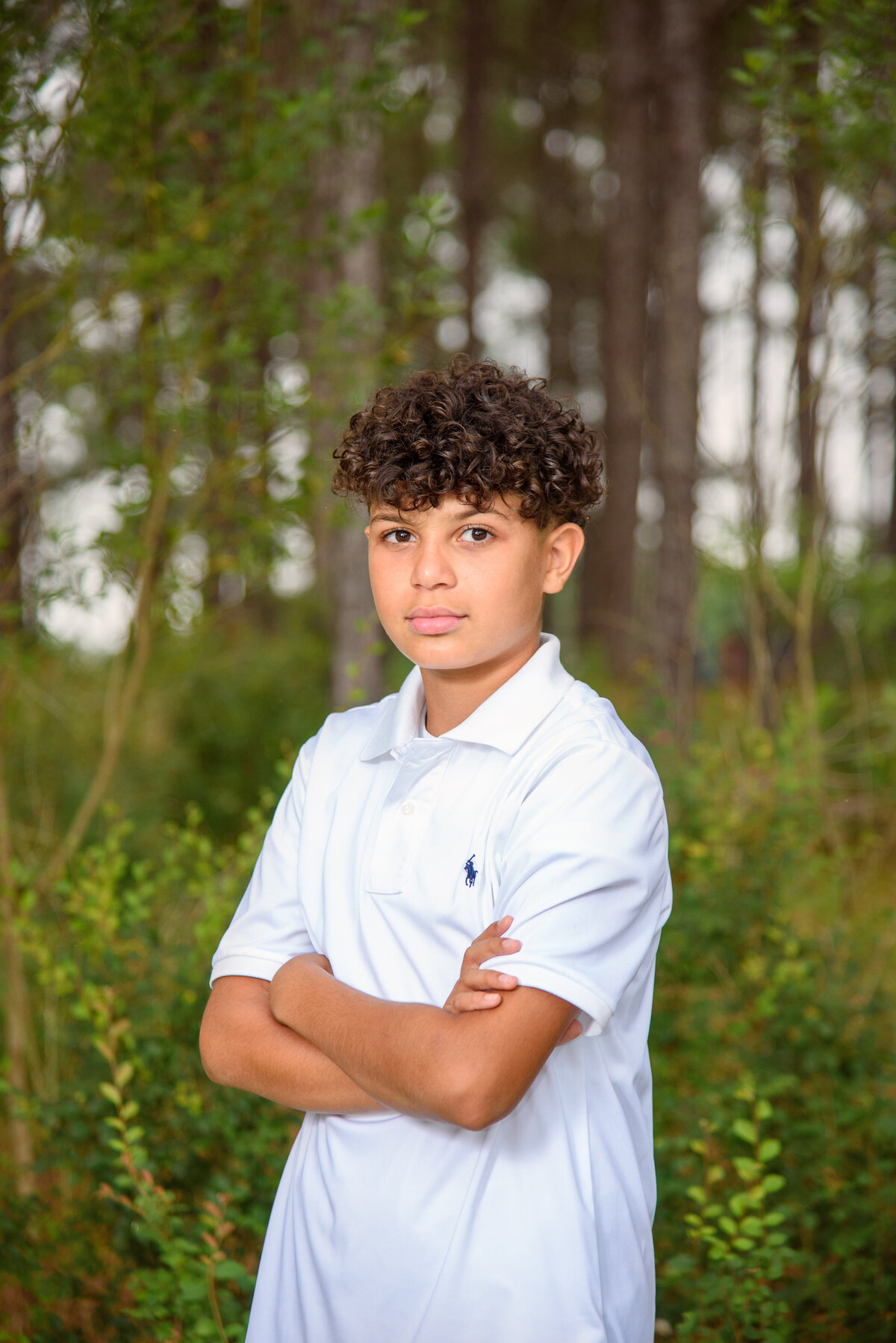 Tween boy posing in The Woodlands, Tx