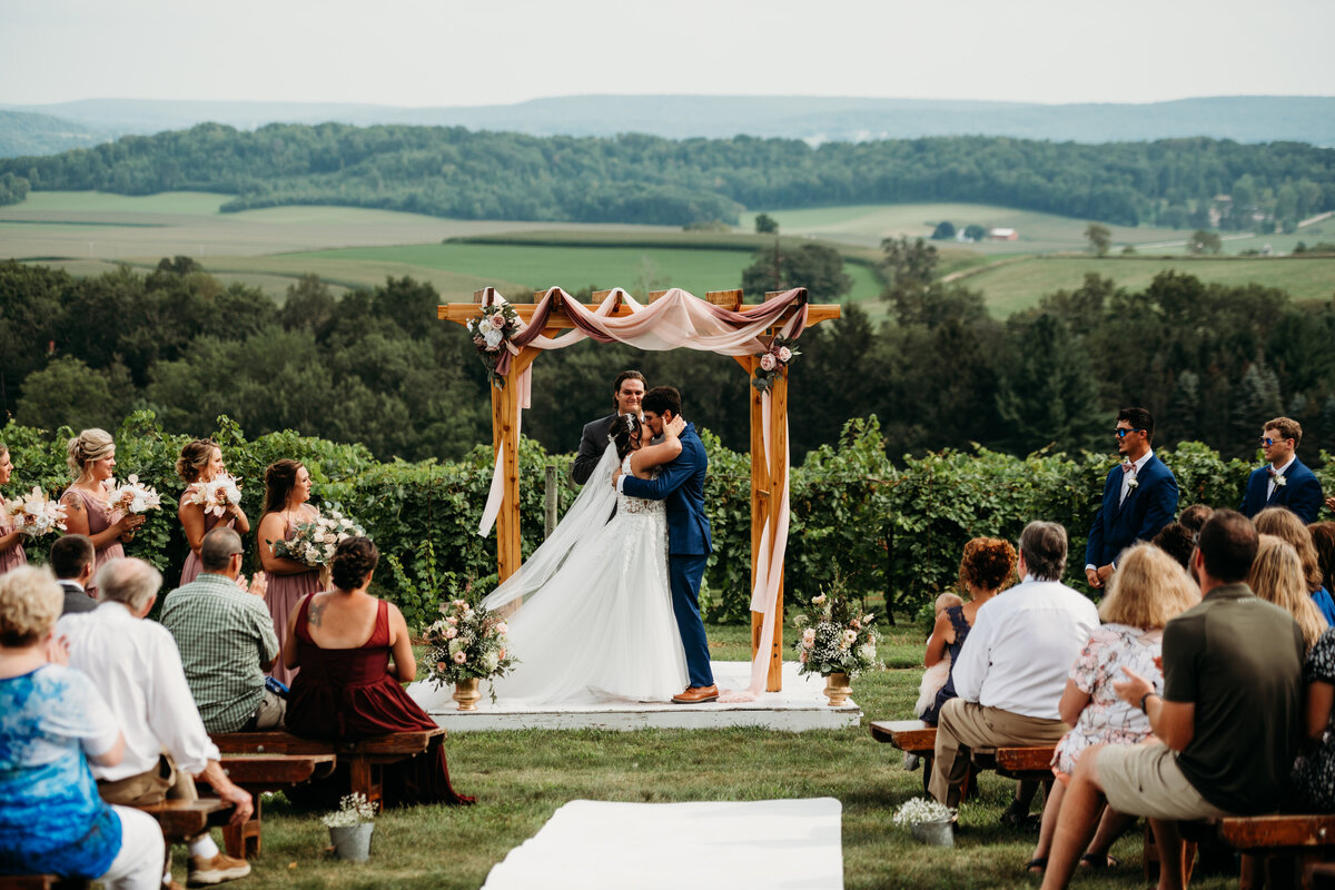 Wedding overlooking vineyard