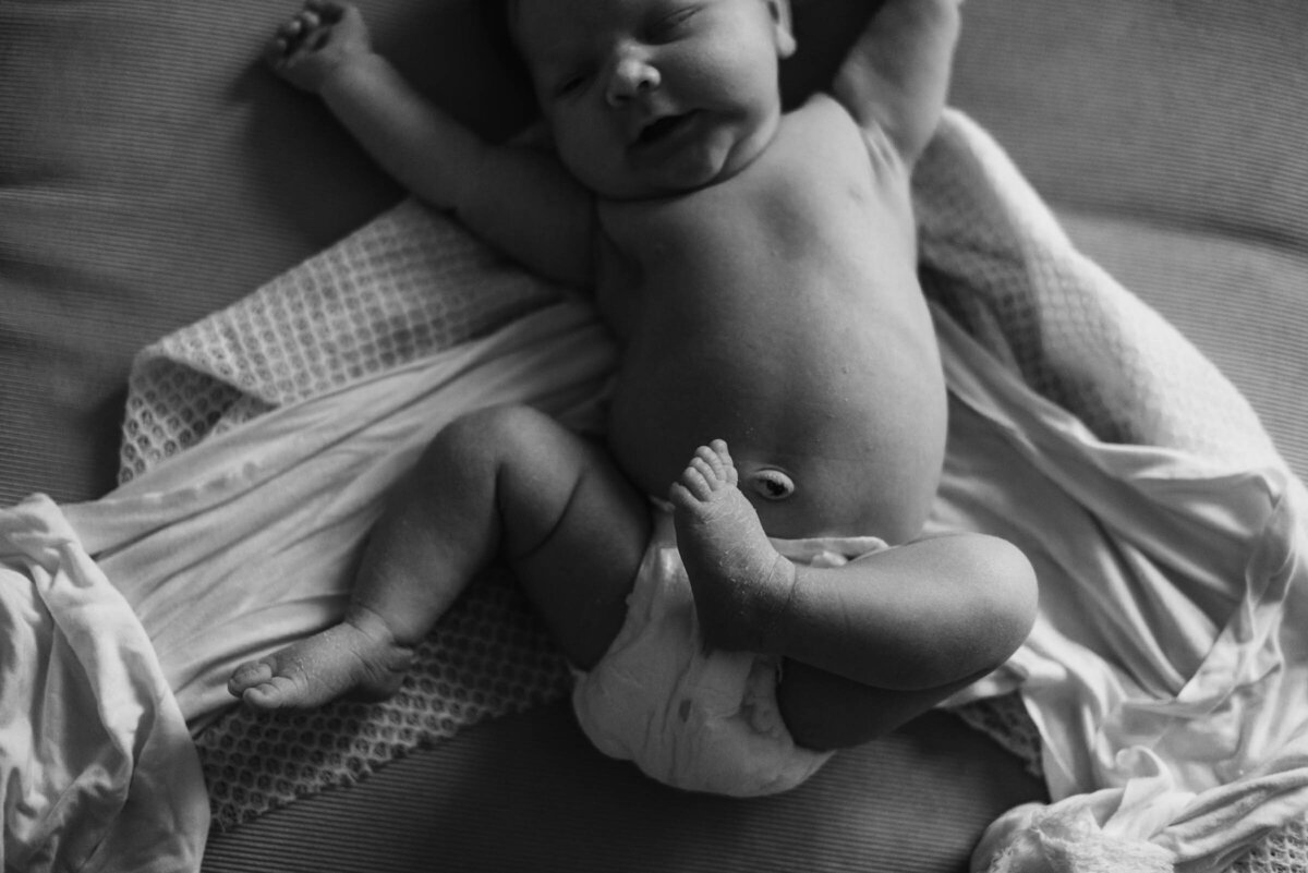 Black and White Newborn Body and Feet