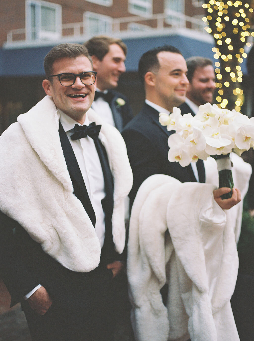 Groom with Groomsmen in Limo