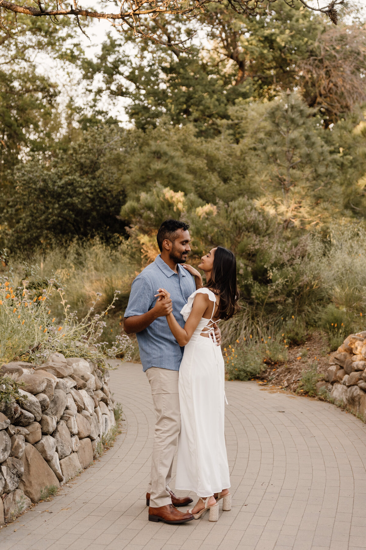 Couple dancing in garden