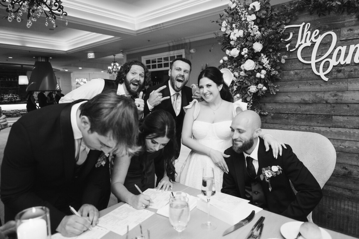 signing the marriage license at wedding venue