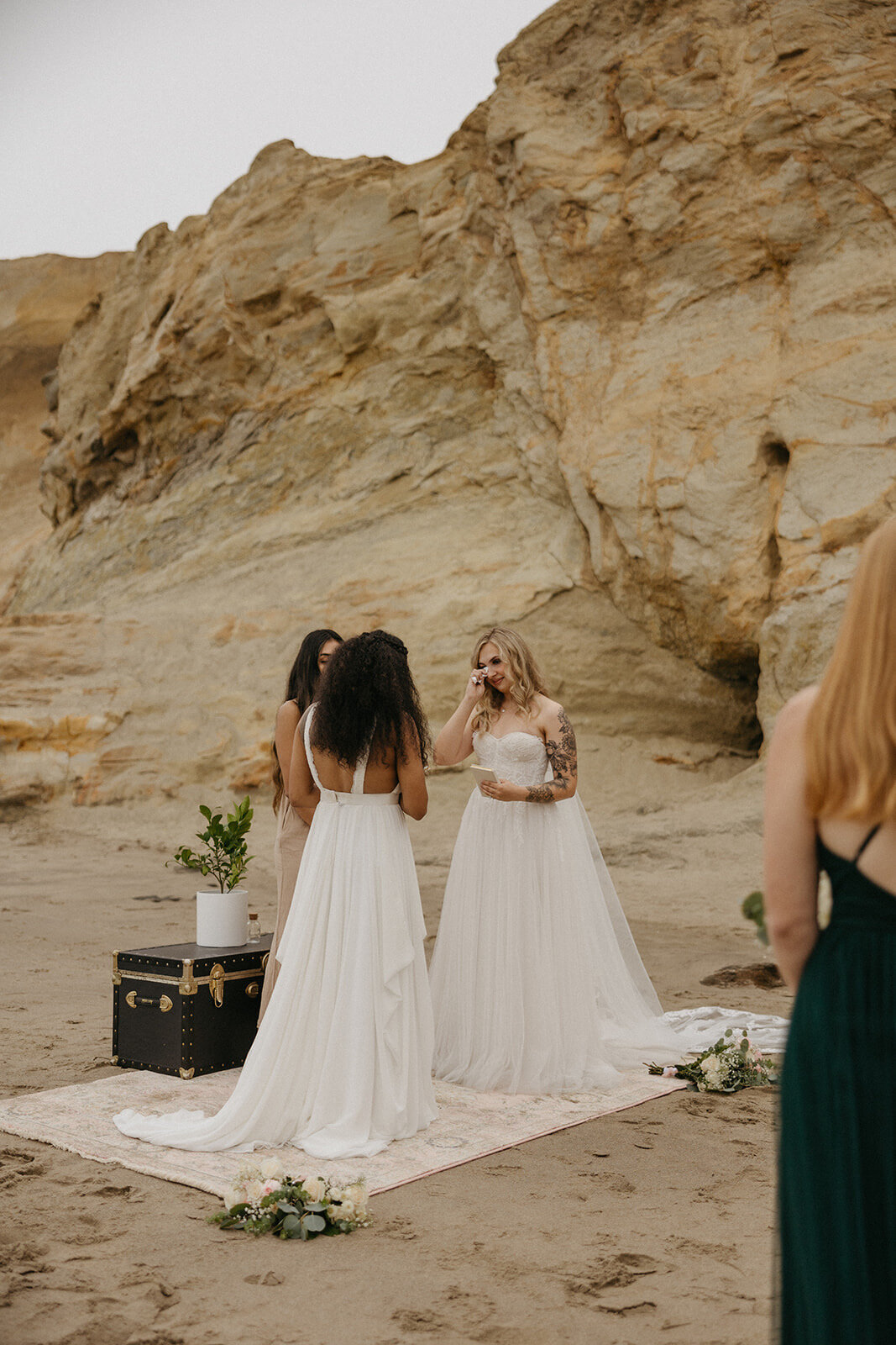 beach elopement with 2 brides