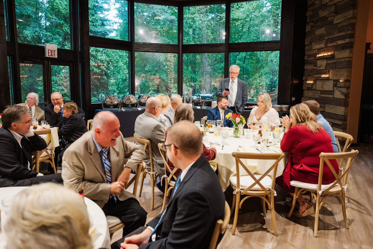 dad giving a wedding toast at the Hyeholde restaurant reception