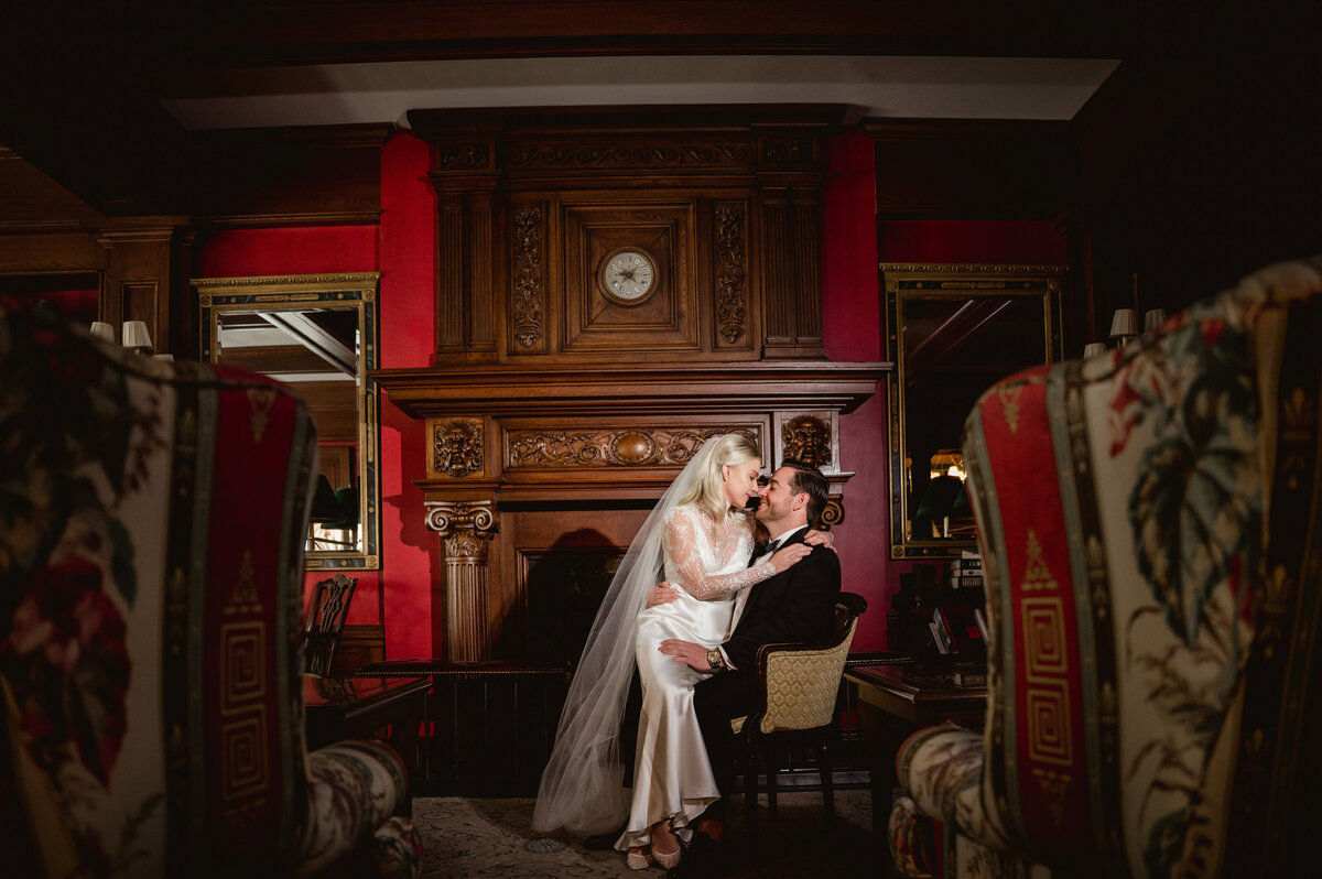 wedding picture in the library at the duquesne club pittsburgh