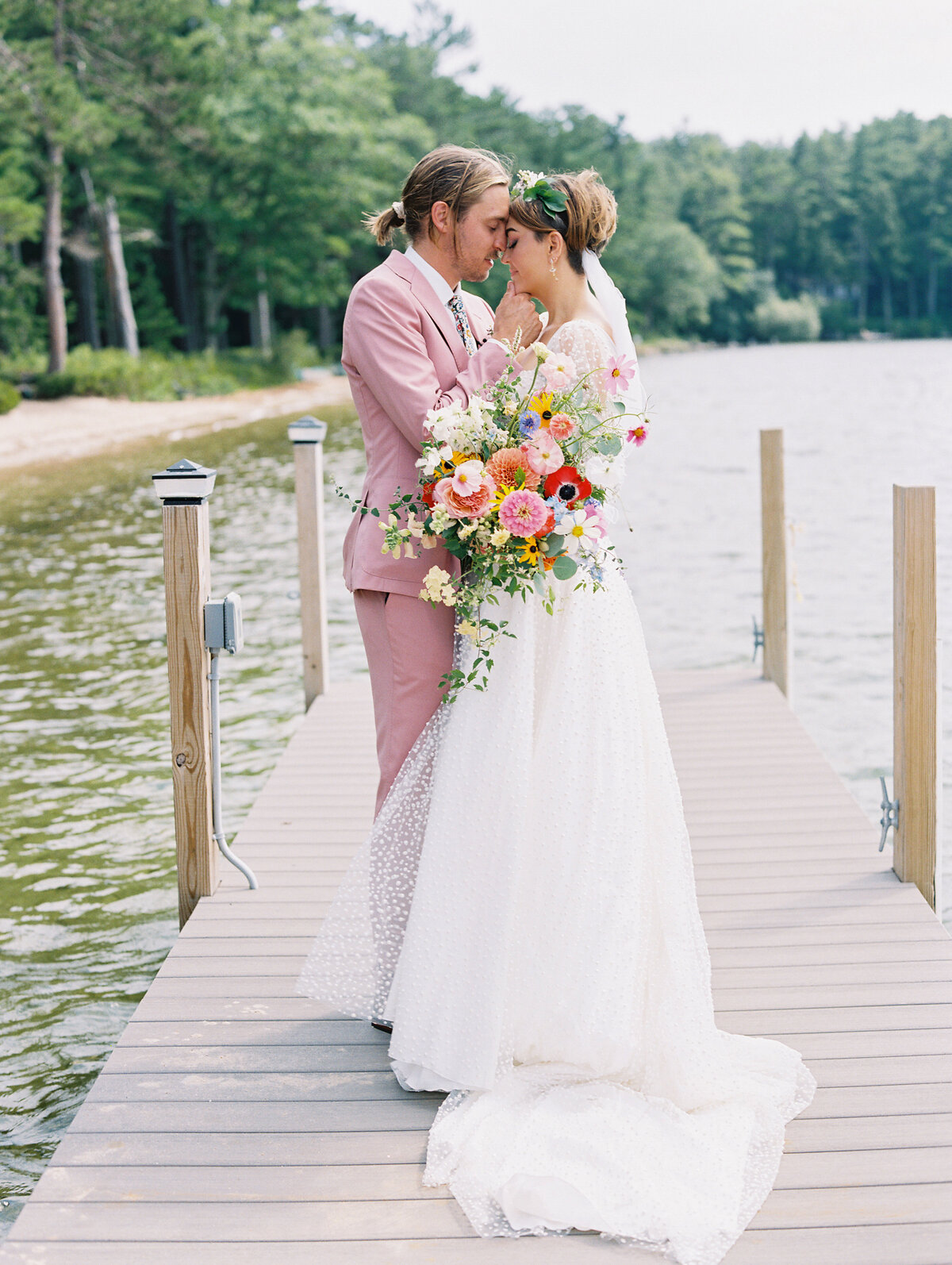 bride and groom wedding photos at Lake Winnipesaukee wedding