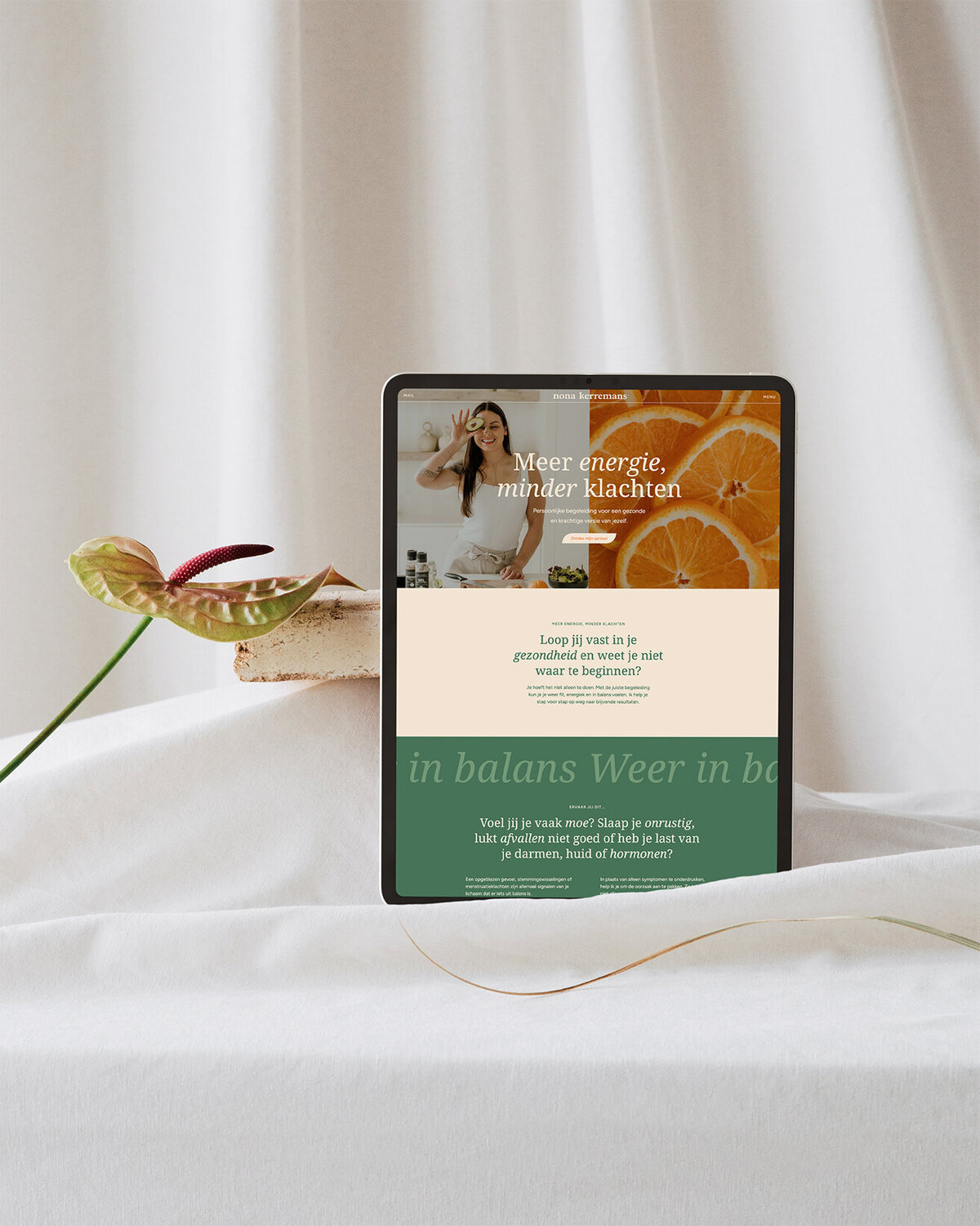Website ontwerp voor orthomoleculair diëtist Nona Kerremans – Studio Vers