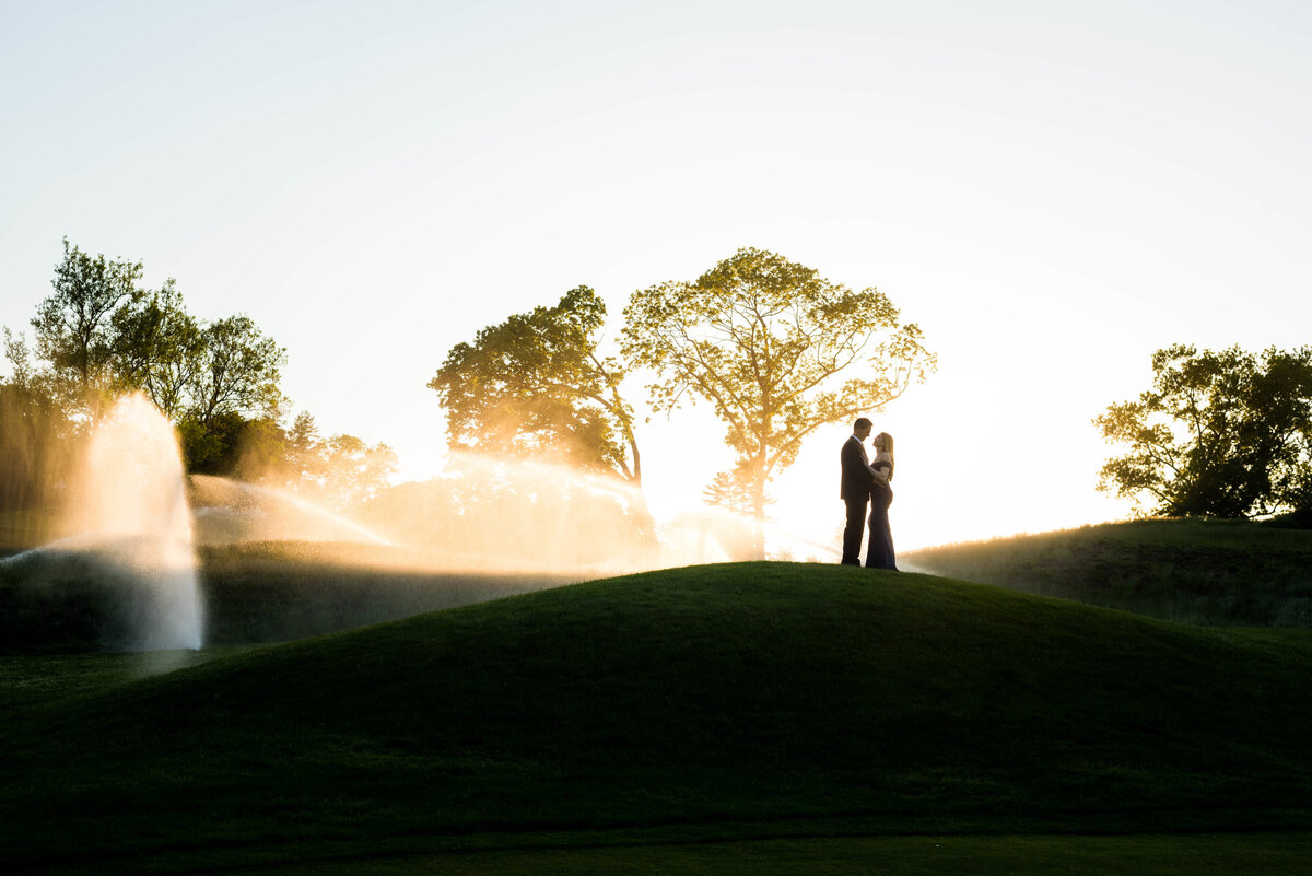 sunset golf engagement session