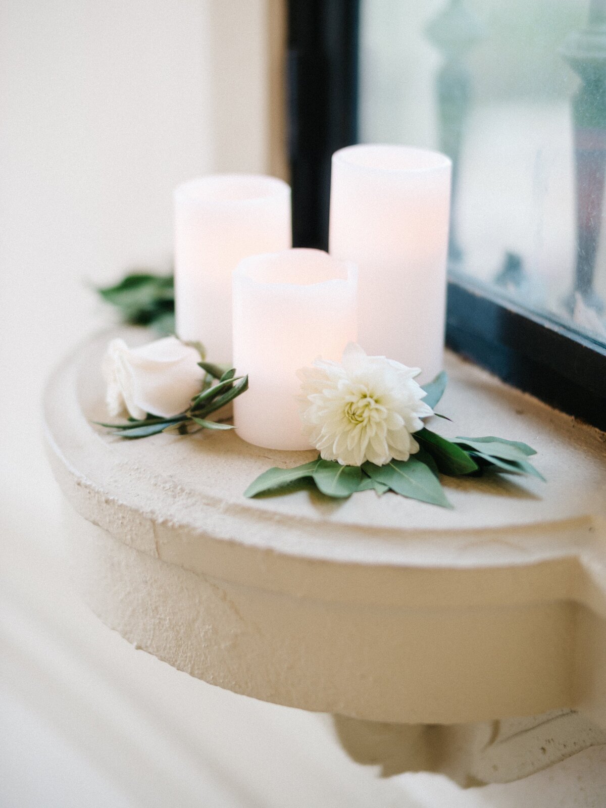 candles, flowers and greenery
