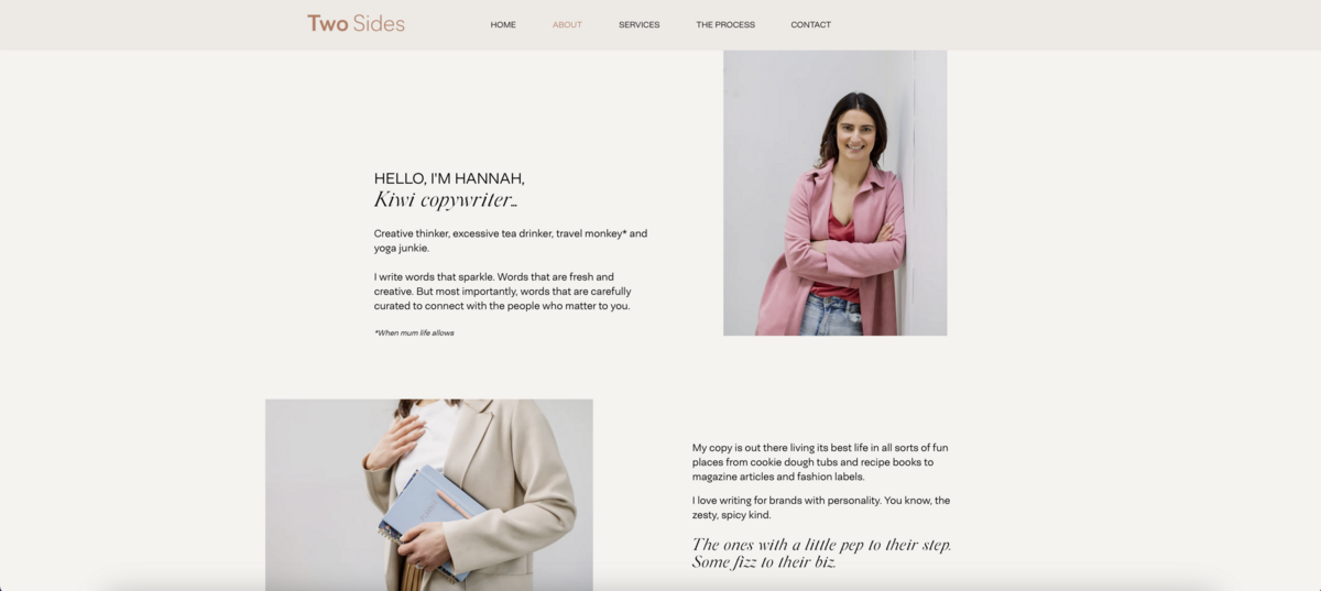 Two Sides copywriter website design