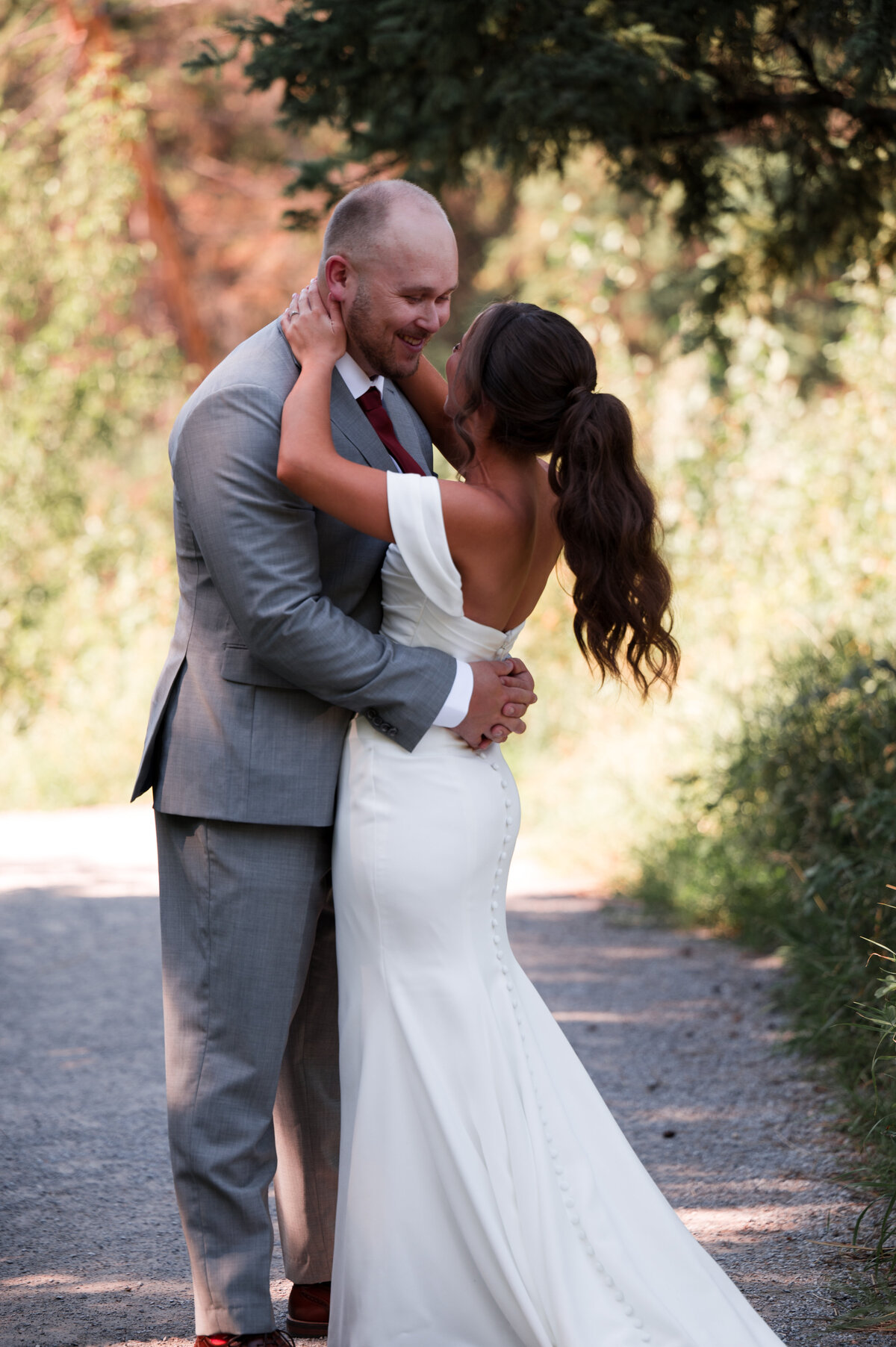 bride and groom kiss