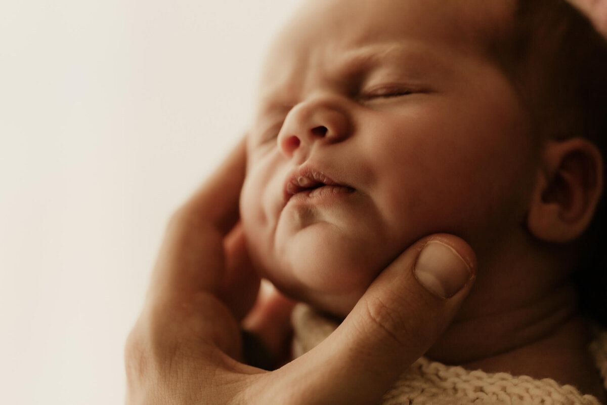 Close up portrait of a newborn baby girl, Edmond Oklahoma.
