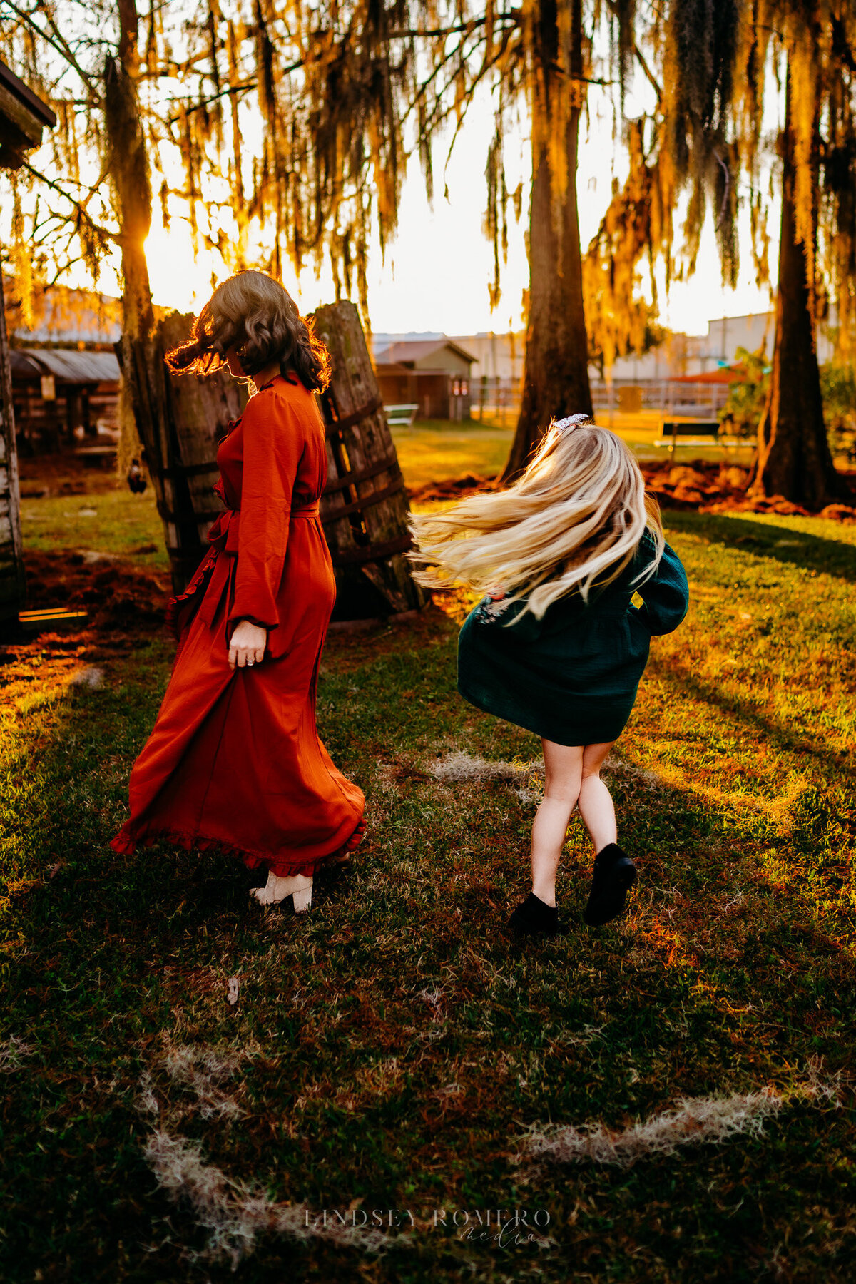 Candid pose of momy and me dancing at sunset in Patterson, la