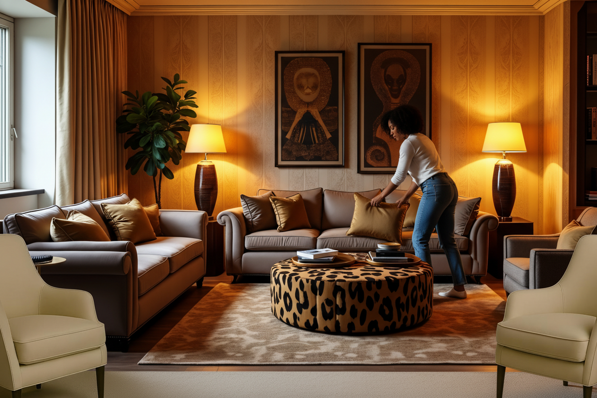 African inspired decorated living room 